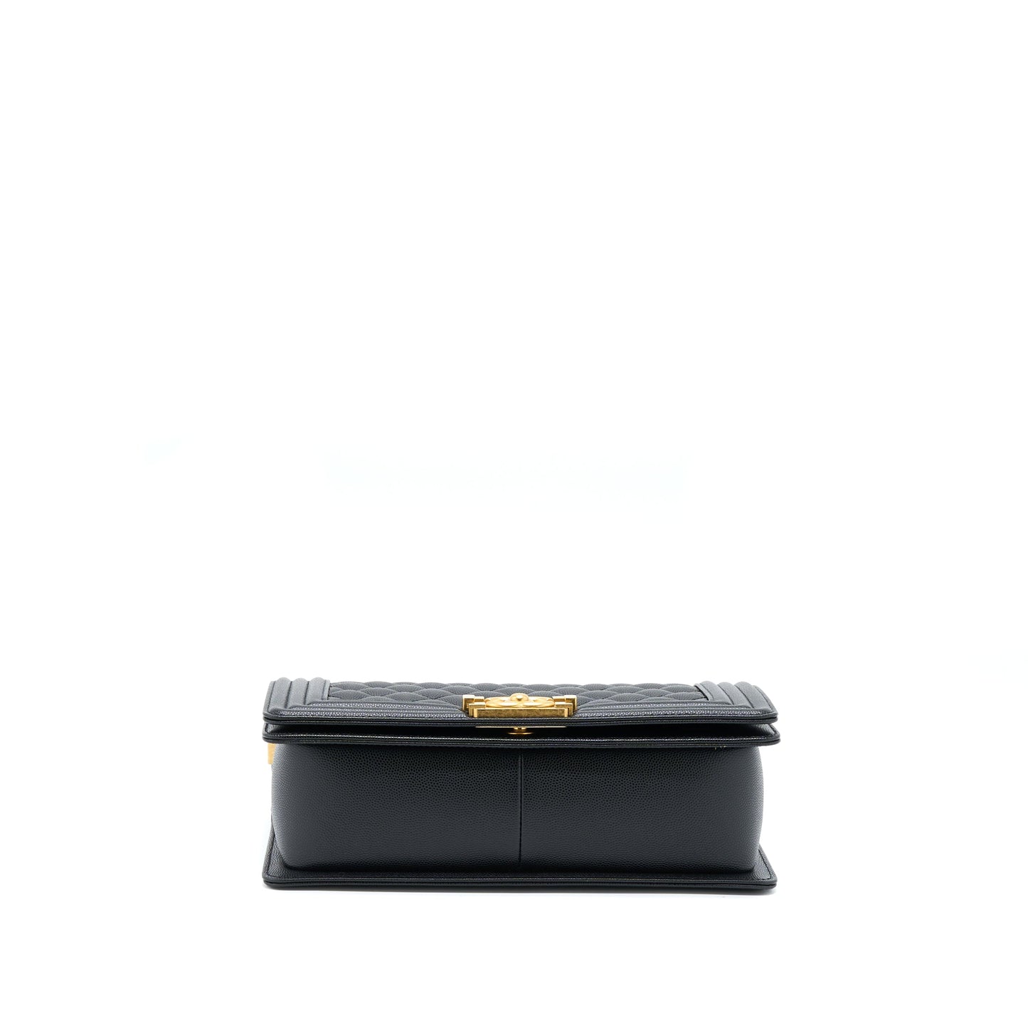 Chanel Medium Boy Caviar Black Brushed Gold Hardware(Microchip)