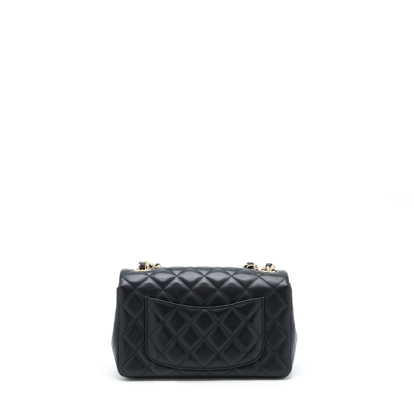 Chanel Mini Rectangular Flap Bag With Bag Charms Giant Chains Lambskin Black GHW