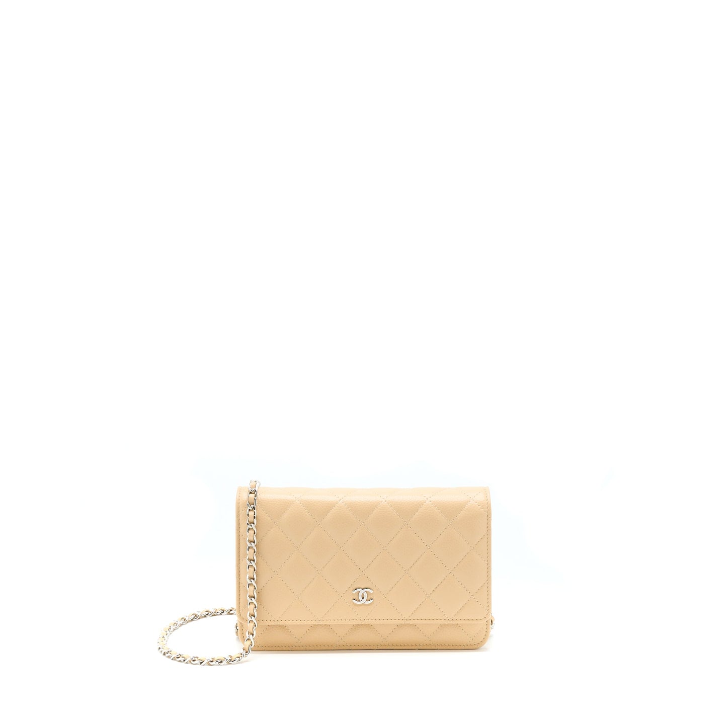 Chanel Classic Wallet On Chain Caviar Beige SHW (Microchip)