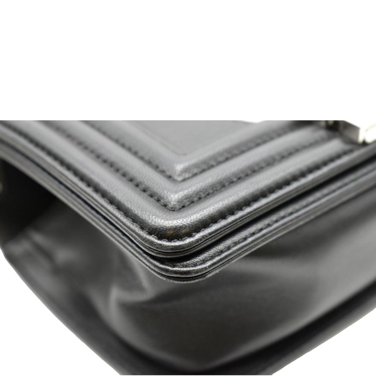 CHANEL Boy Chevron Leather Holographic PVC Crossbody Bag Black