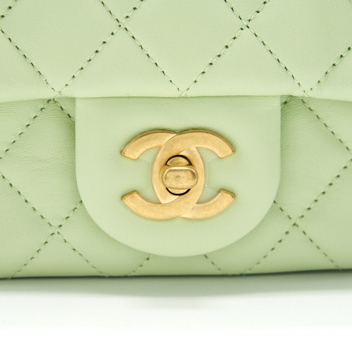 Chanel 22C Pearl Crush Mini Square Flap Bag Light Green