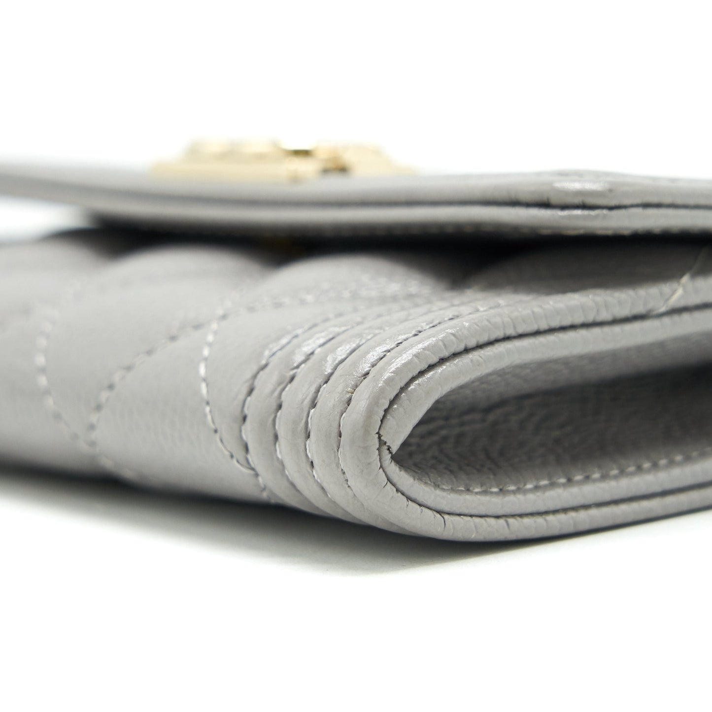 Chanel Boy Flap card holder Caviar light Grey LGHW