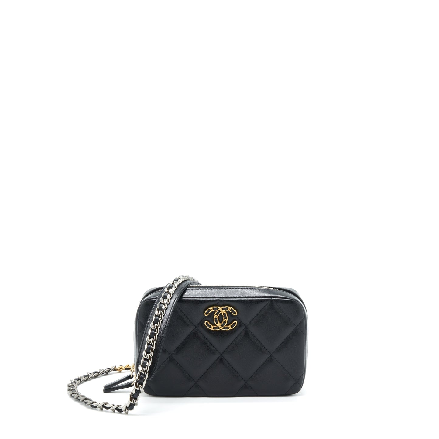 Chanel 19 Camera Bag Lambskin Black With Gold/Sliver Hardware