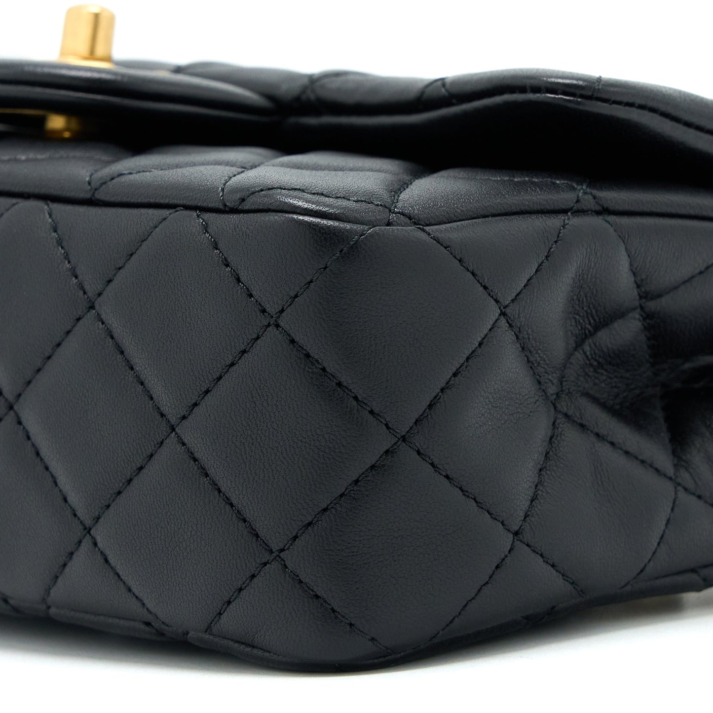 Chanel Pearl Crush Mini Rectangular Flap Bag Lambskin Black GHW (Microchip)