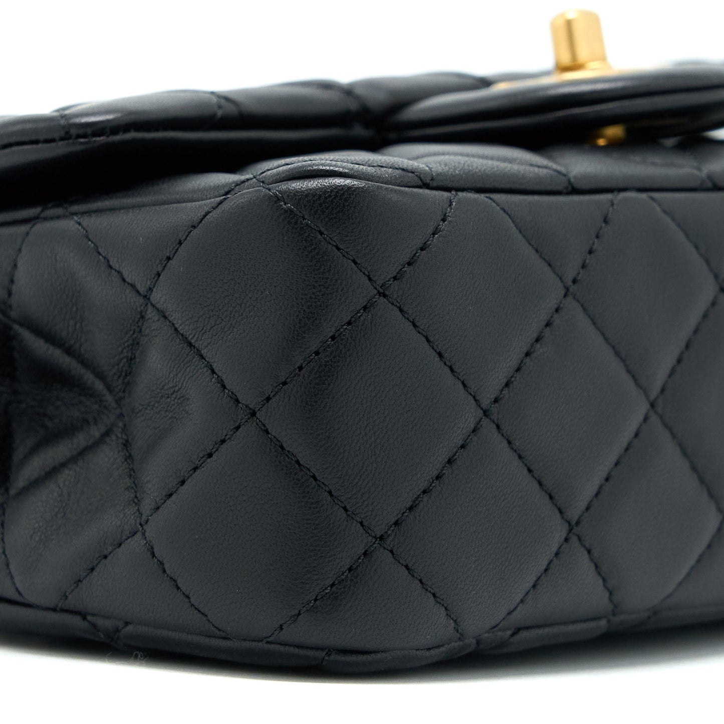 Chanel Pearl Crush Mini Rectangular Flap Bag Lambskin Black GHW (Microchip)