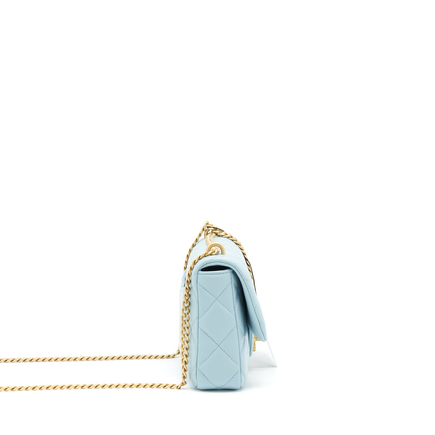 Chanel 22P Enemal Small Flap Bag Lambskin Light Blue Gold/Blue Hardware