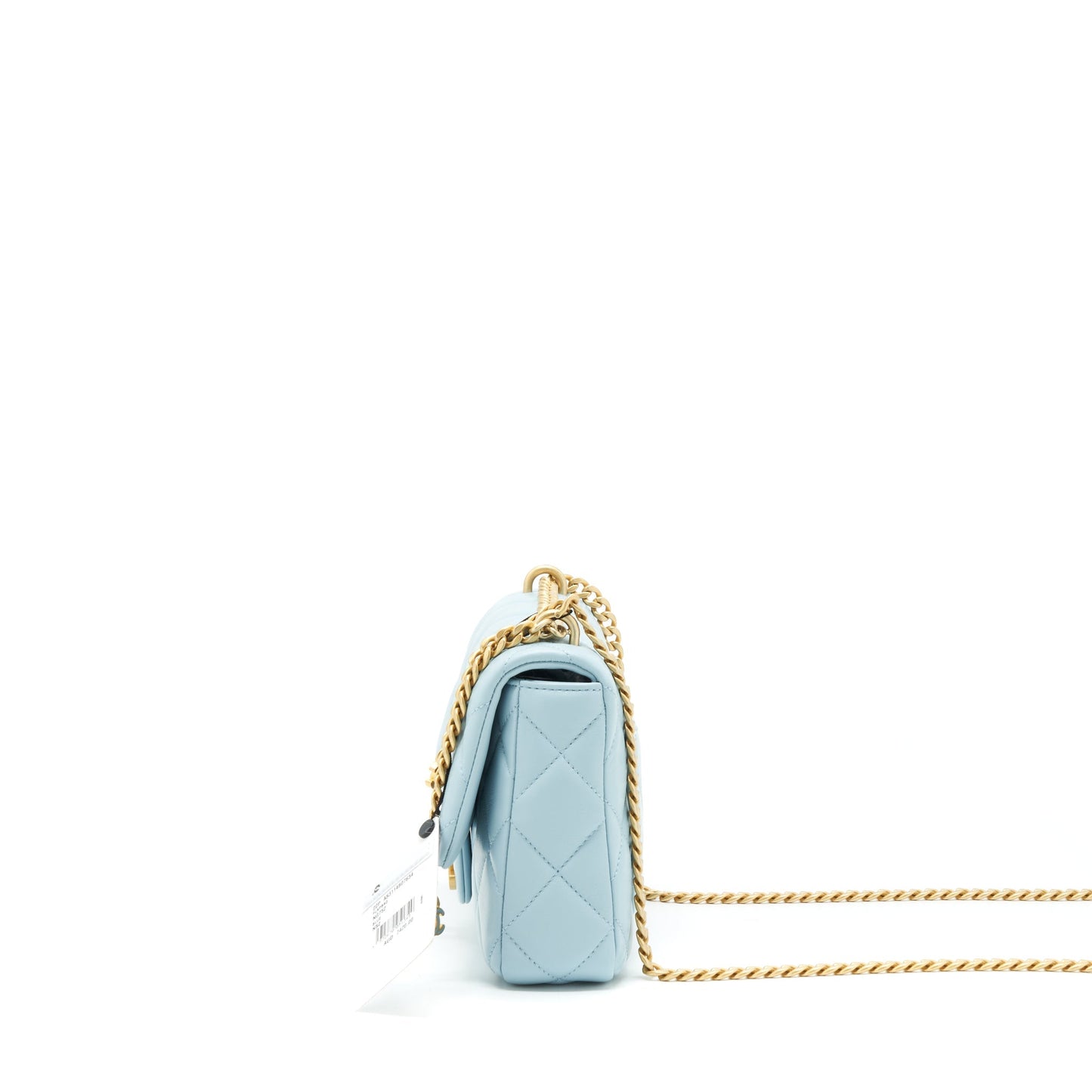 Chanel 22P Enemal Small Flap Bag Lambskin Light Blue Gold/Blue Hardware