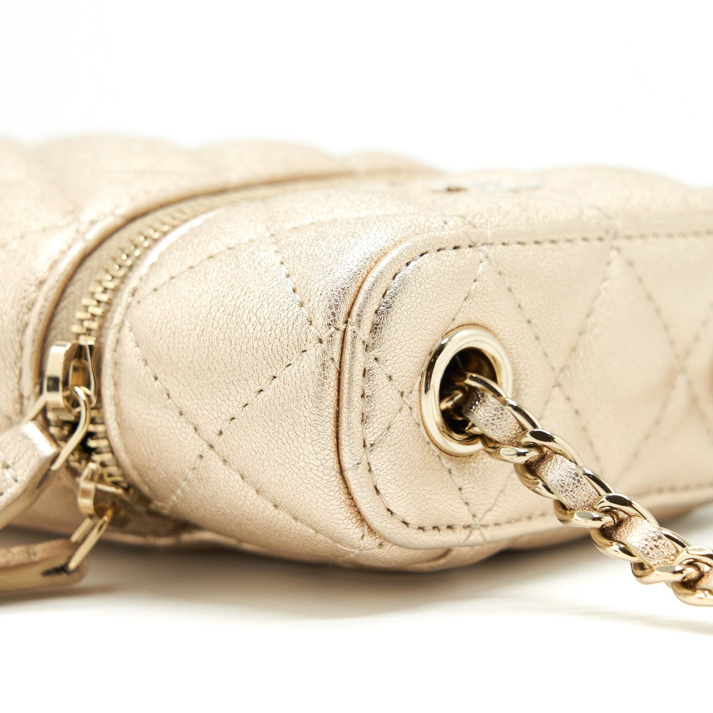 Chanel Classic Vanity Phone Holder With Chain Lambskin Gold GHW