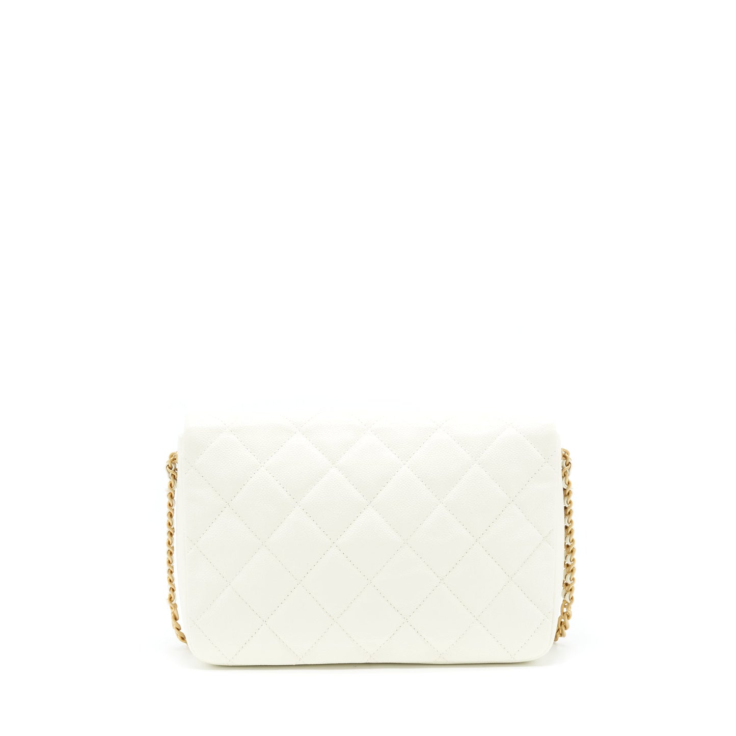 Chanel 22S Melody Medium Flap Bag Caviar White GHW (Microchip)