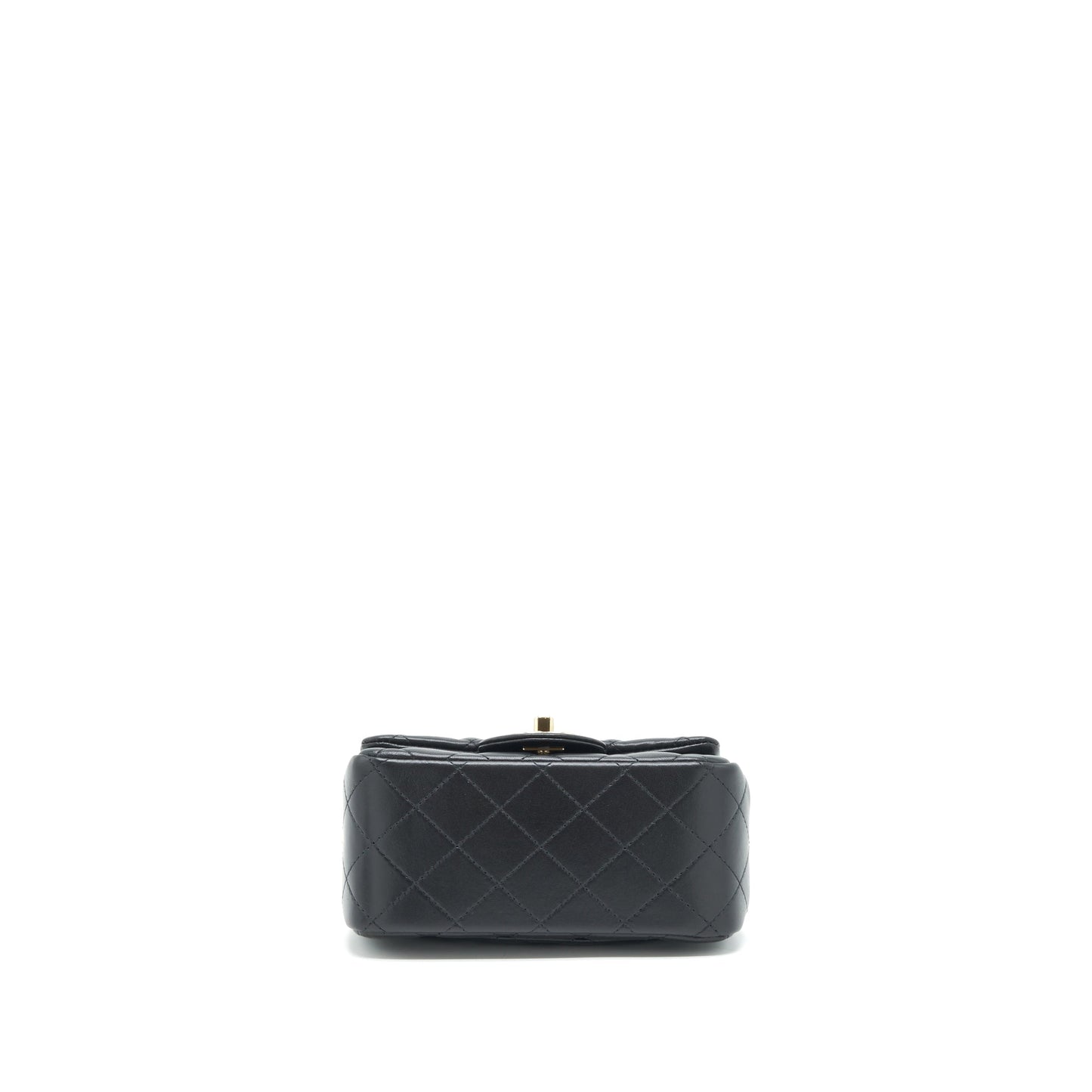 Chanel Mini Square Flap Bag Lambskin Black LGHW (Microchip)