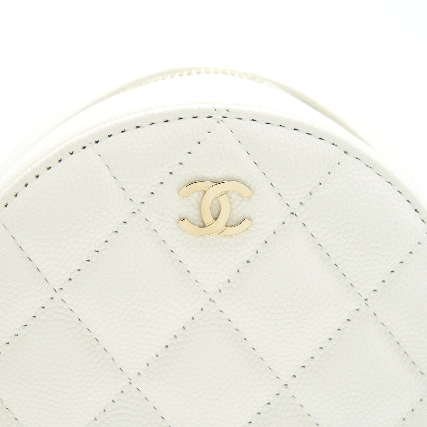 Chanel Round mini Bag Caviar white LGHW