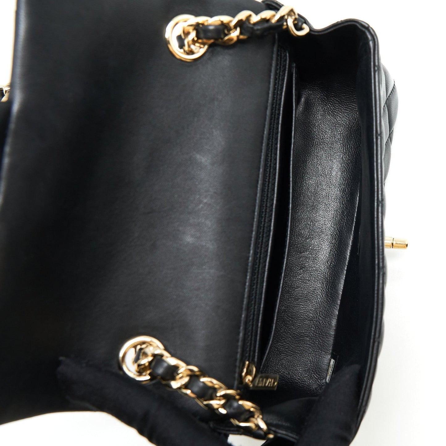 Chanel Mini Rectangular Flap Bag With Bag Charms Giant Chains Lambskin Black GHW