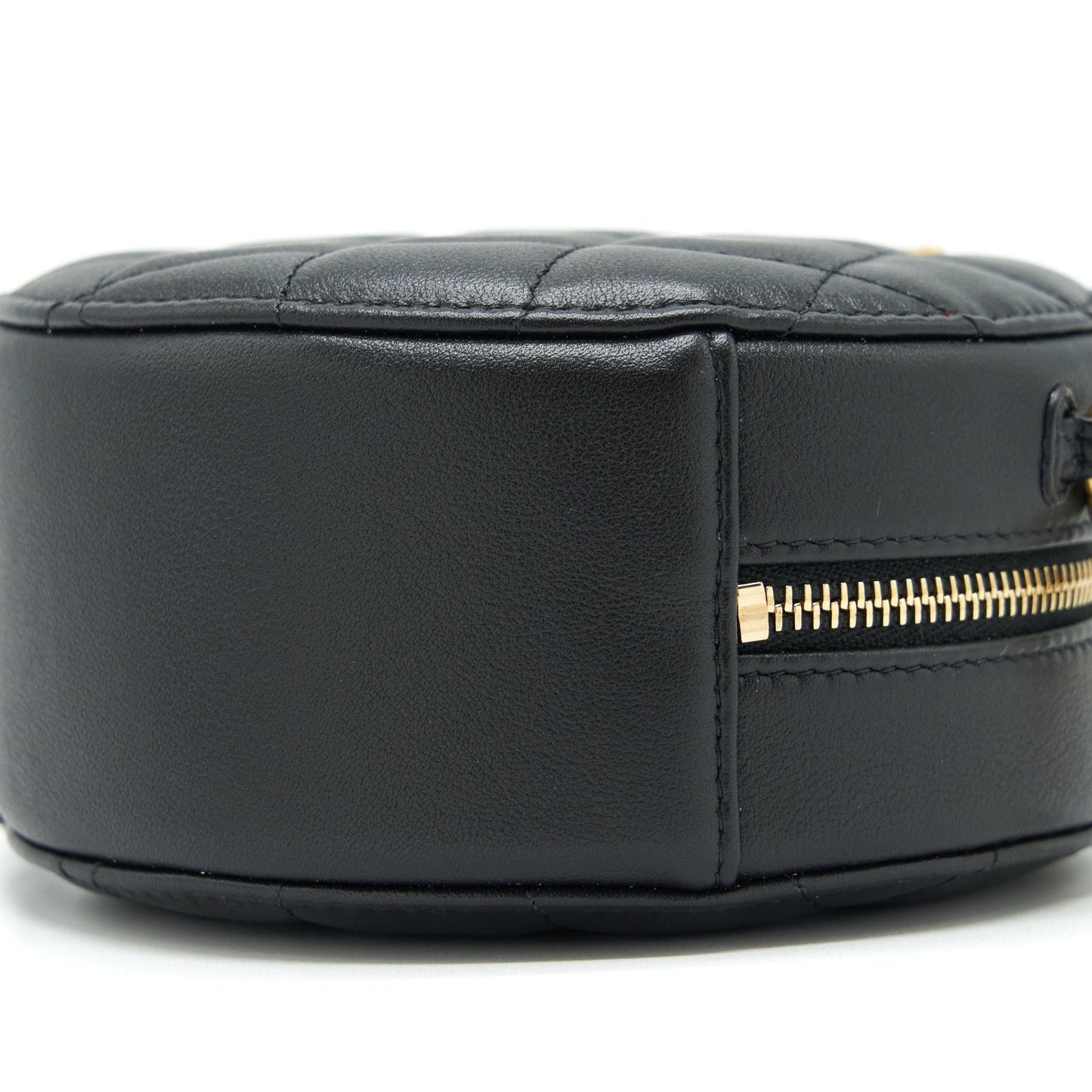 Chanel Pearl Round Clutch With Chain Calfskin Black GHW
