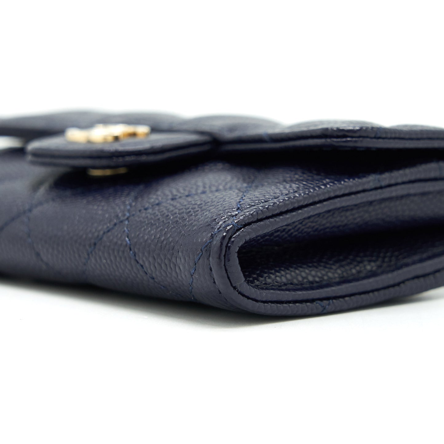 Chanel Classic Flap Card holder Caviar Navy LGHW