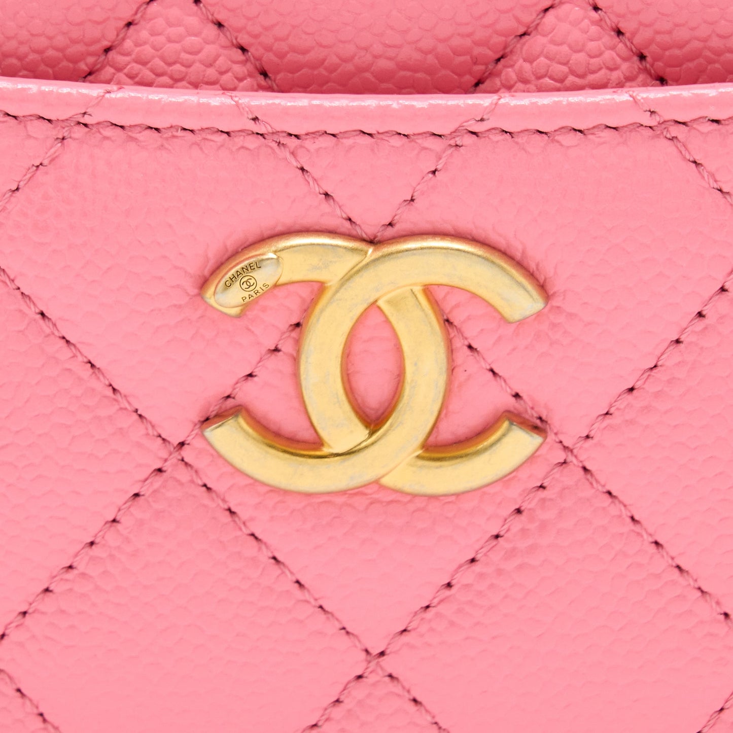 Chanel 22S Letter Top Handle Small Vanity Case Caviar Pink Brushed GHW(Microchip)