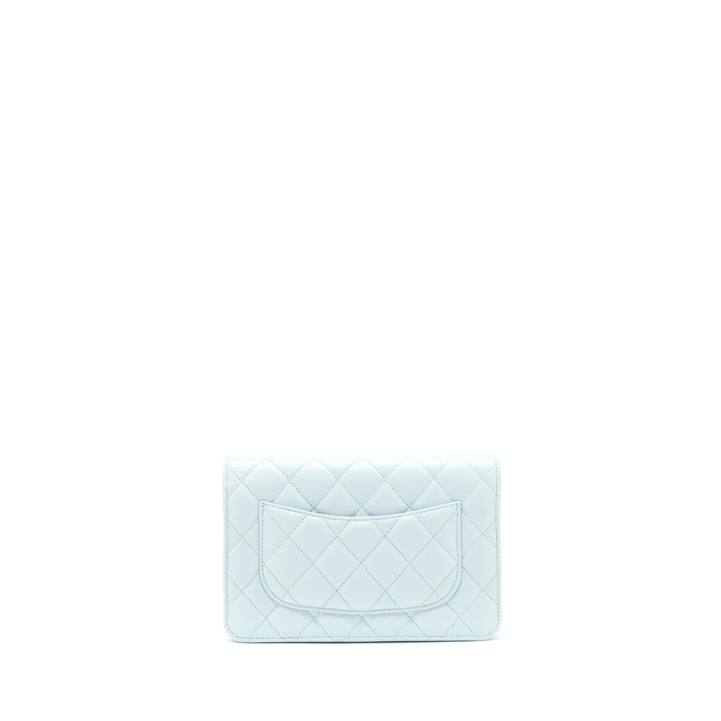 Chanel Ribbon Wallet on chain lambskin light blue LGHW