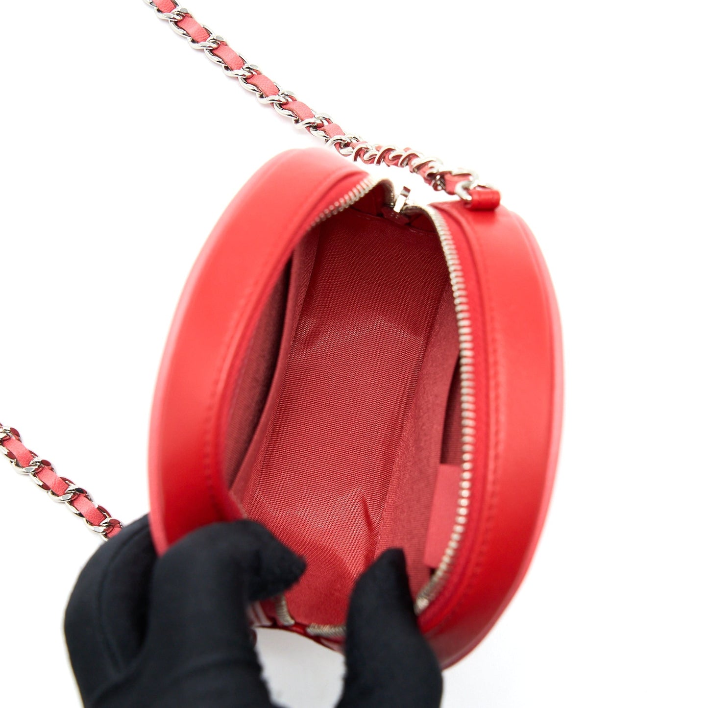 Chanel Round Crossbody Clutch Lambskin Red/Pink SHW