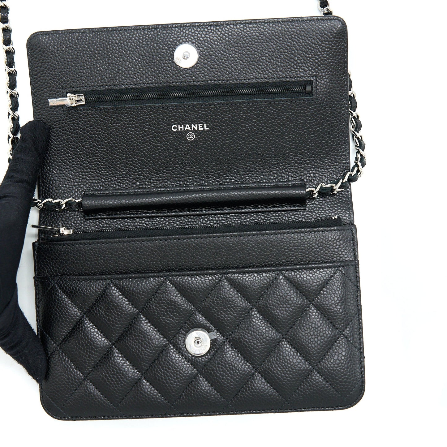 Chanel Classic Wallet On Chain Caviar Black SHW (Microchip)