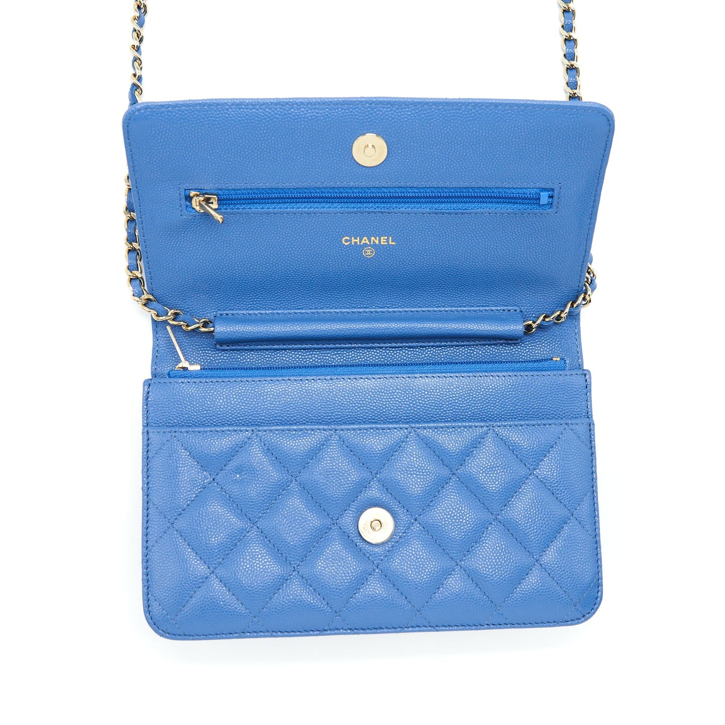 Chanel Classic Wallet On Chain Caviar Light Blue LGHW