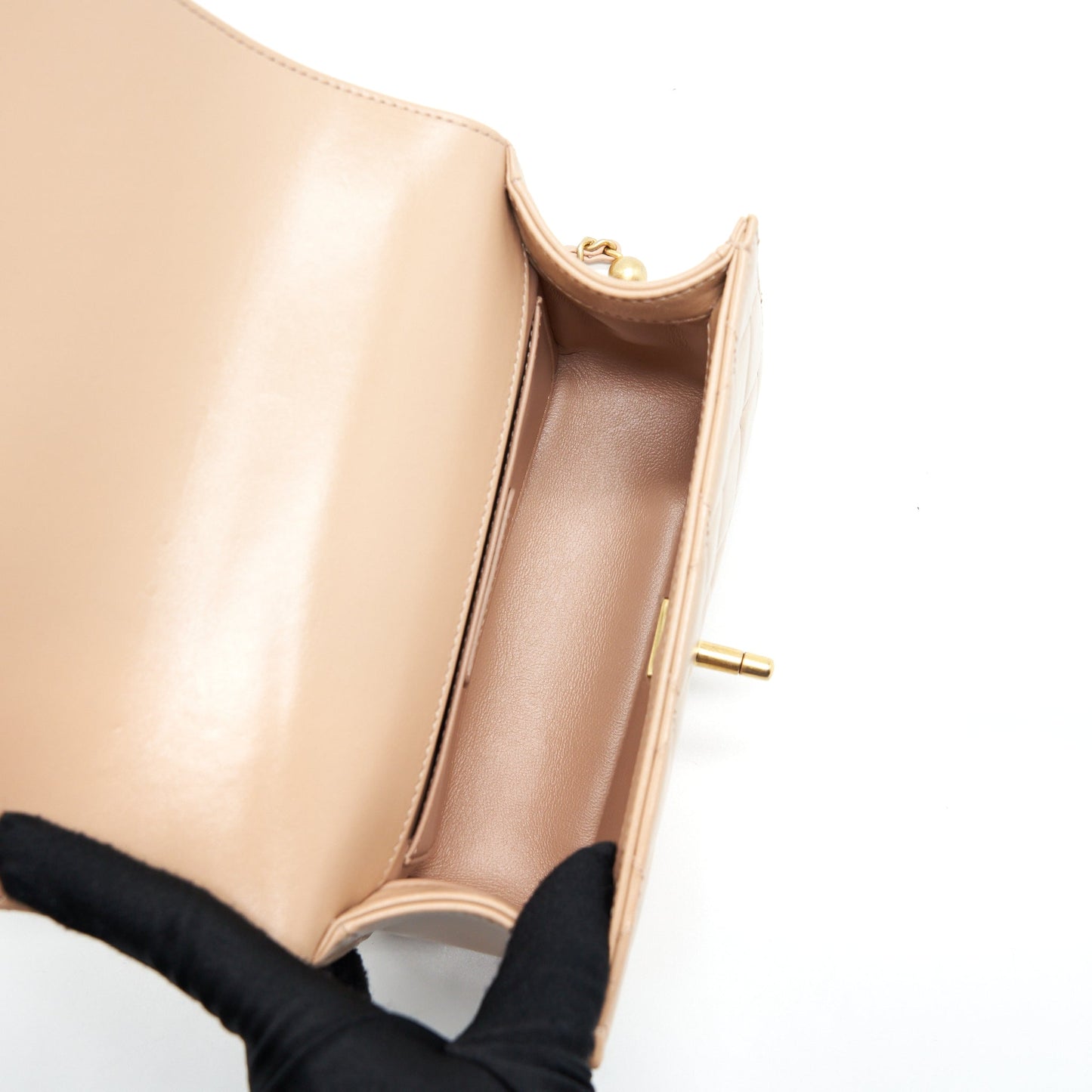 Chanel 21A Small Gold Crush Flap Bag Calfskin Beige GHW (Microchip)