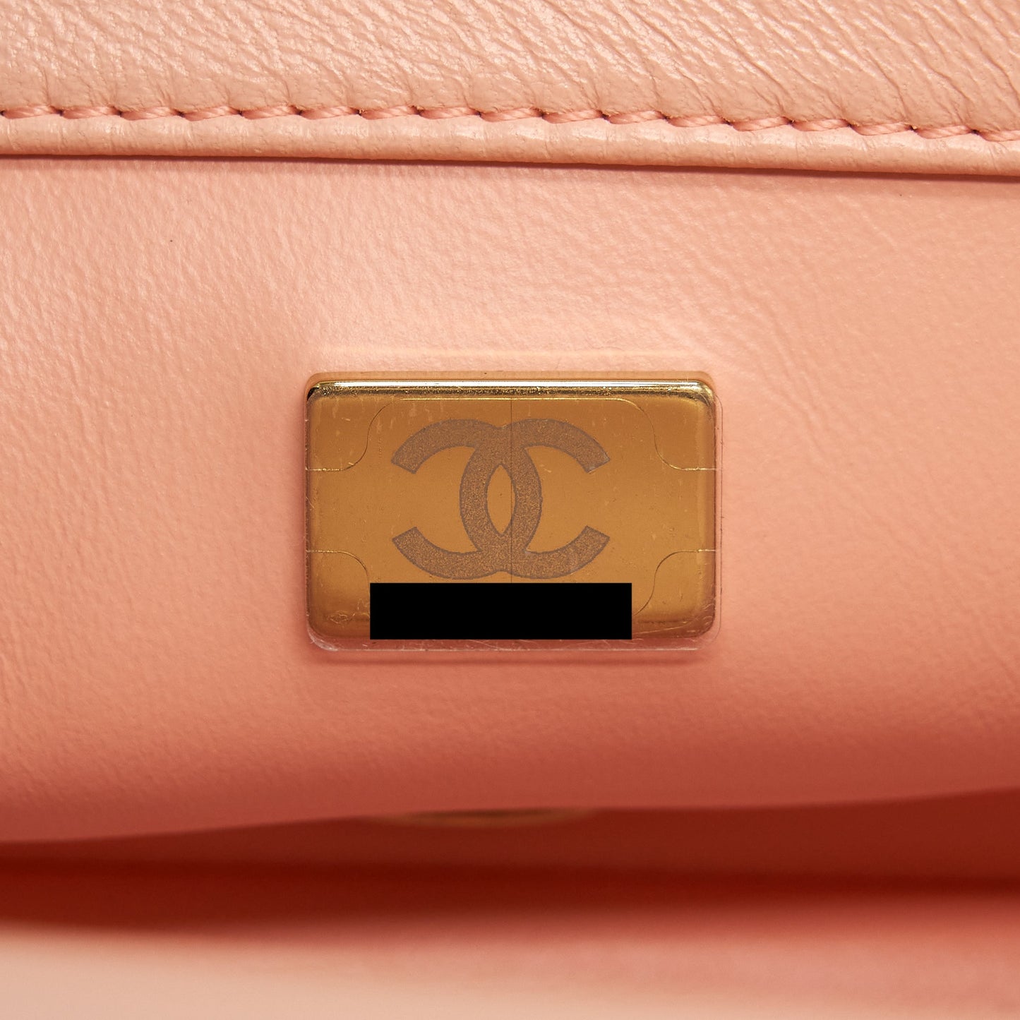Chanel 22C Pearl Crush Mini Rectangular Flap Bag Lambskin Light Orange / Peach GHW