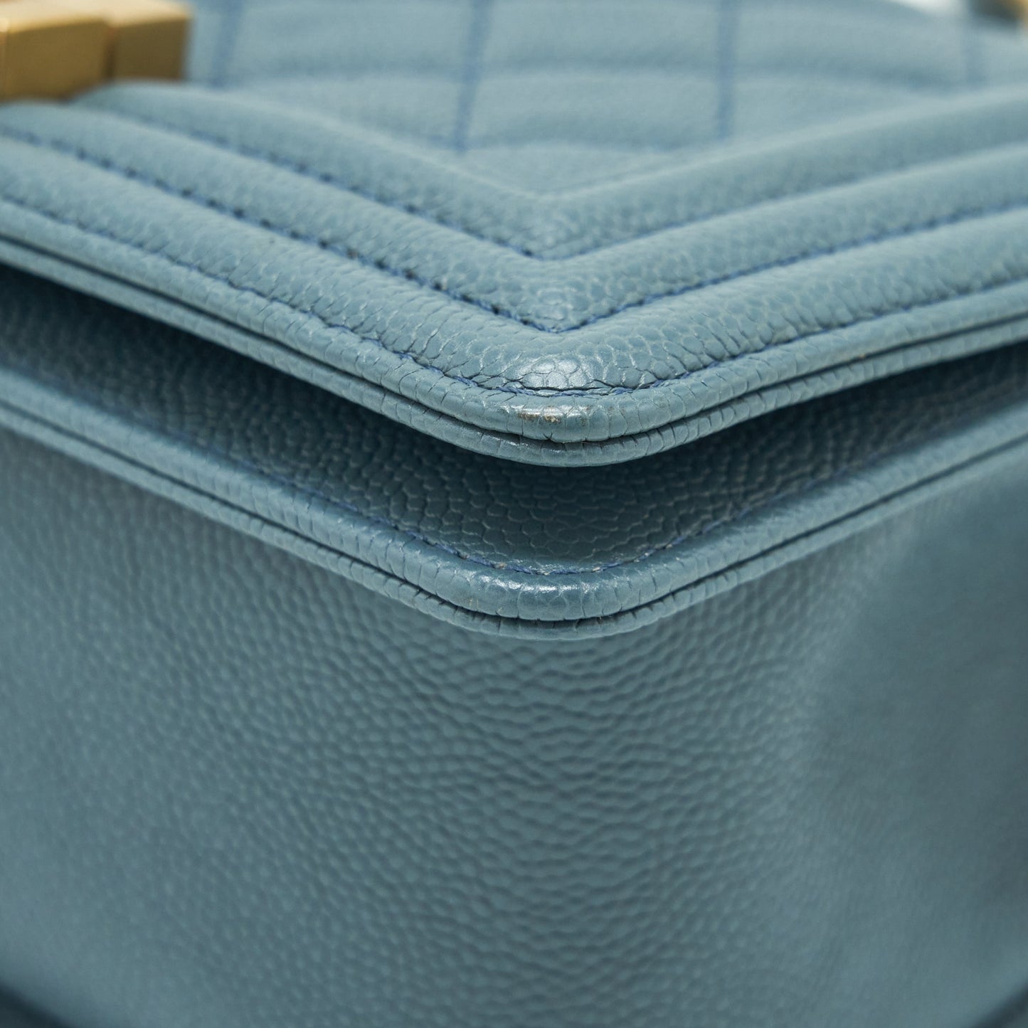 Chanel Small Boy Bag Caviar Greyish Blue Brushed GHW