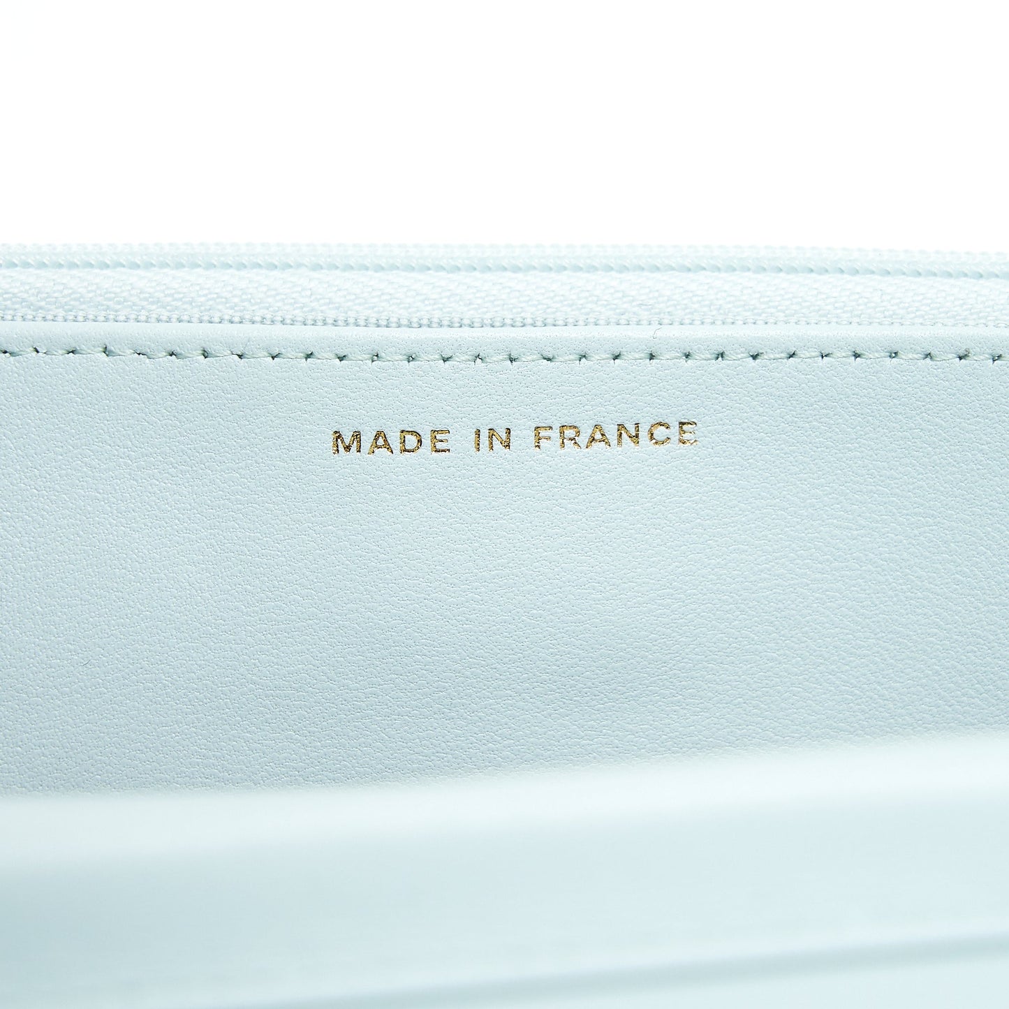Chanel Ribbon Wallet on chain lambskin light blue LGHW