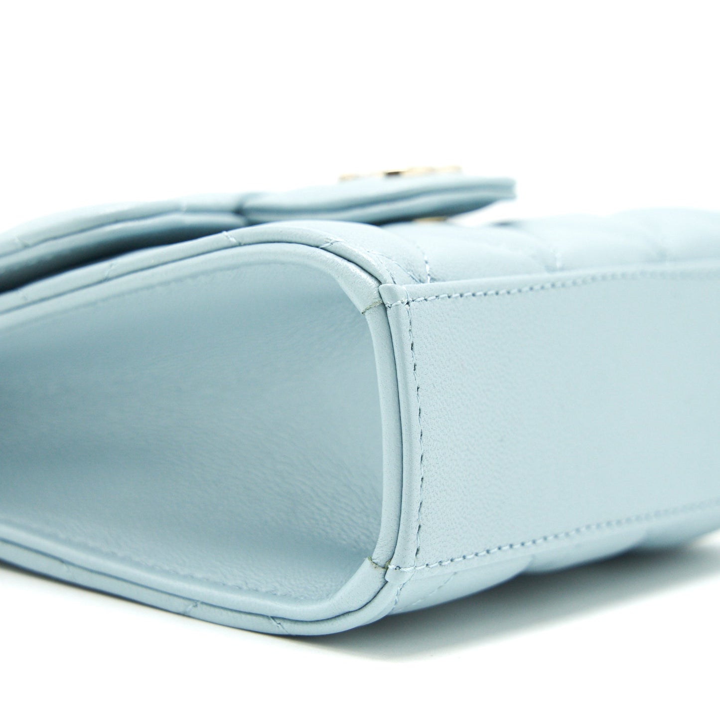 Chanel 22P top Handle Mini Vanity on Chain Lambskin light blue LGHW
