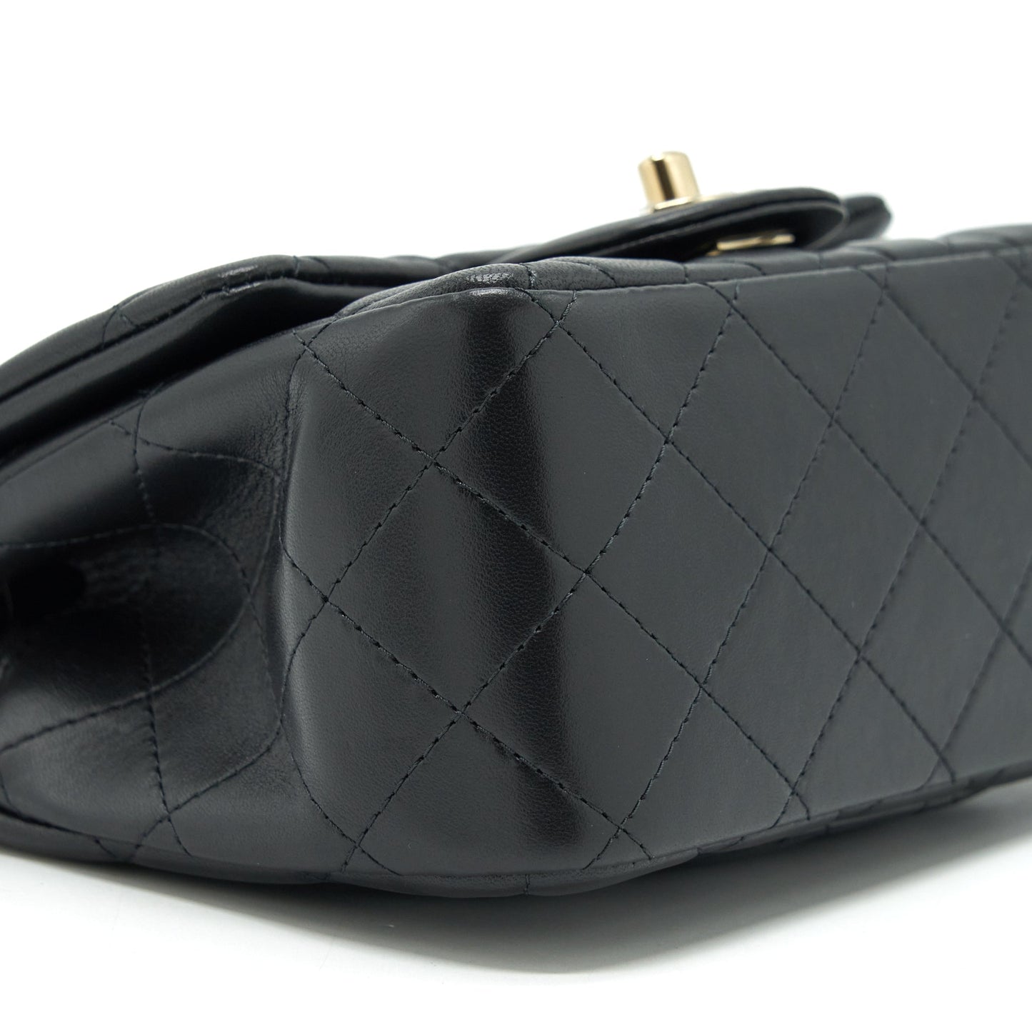 Chanel Mini Square Flap Bag Lambskin Black LGHW (Microchip)