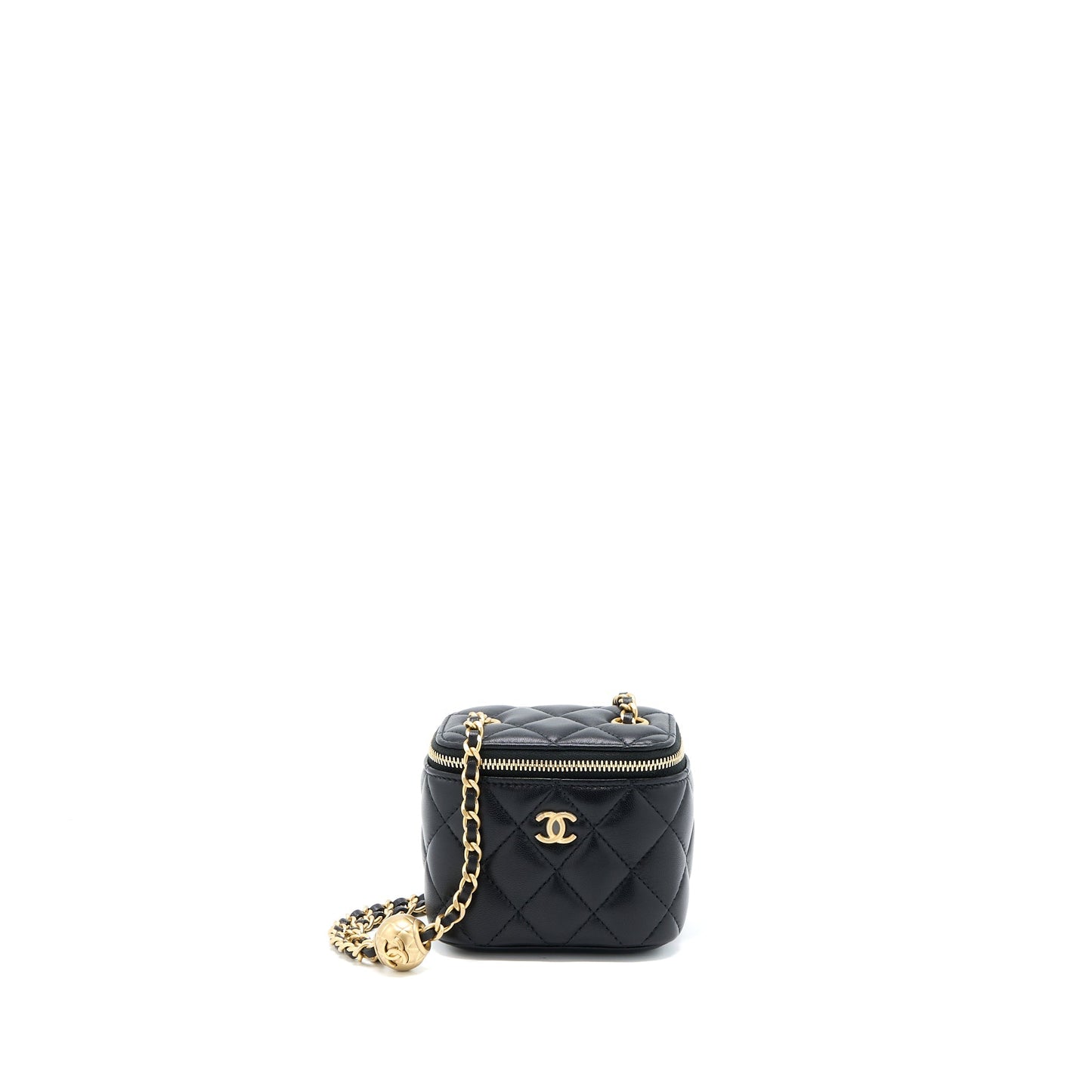 Chanel Pearl Crush Mini Vanity Case Lambskin Black LGHW
