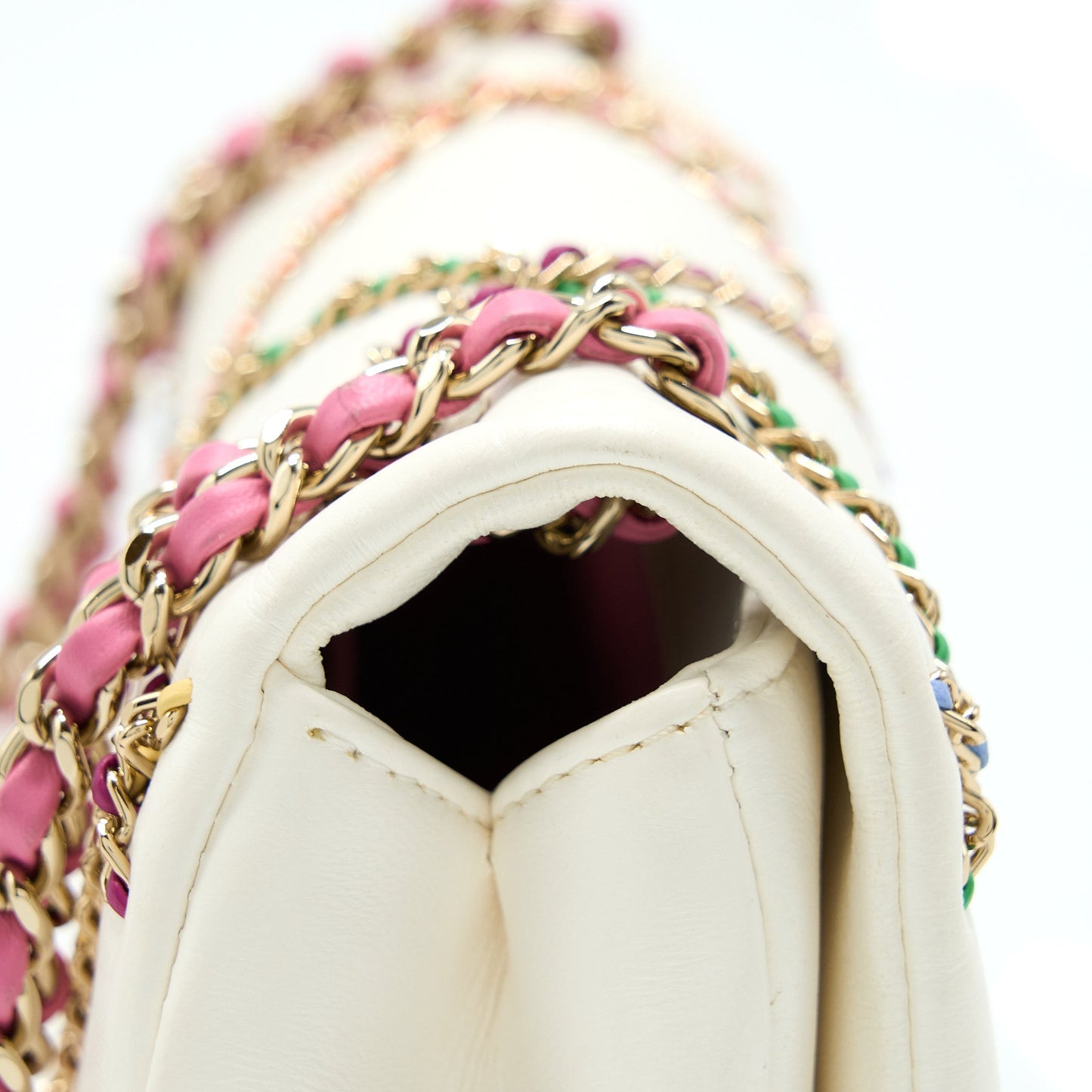 Chanel Small Flap Bag Lambskin White/Multicolor LGHW