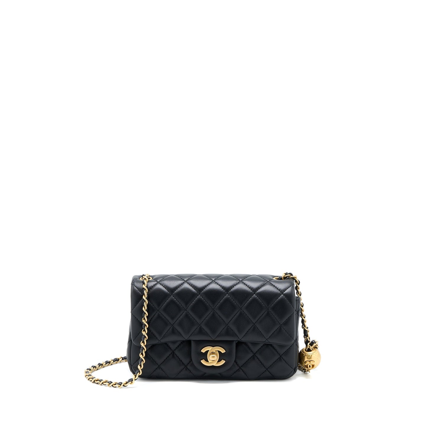 Chanel Pearl Crush Mini Rectangular Flap Bag Lambskin Black Brushed GHW
