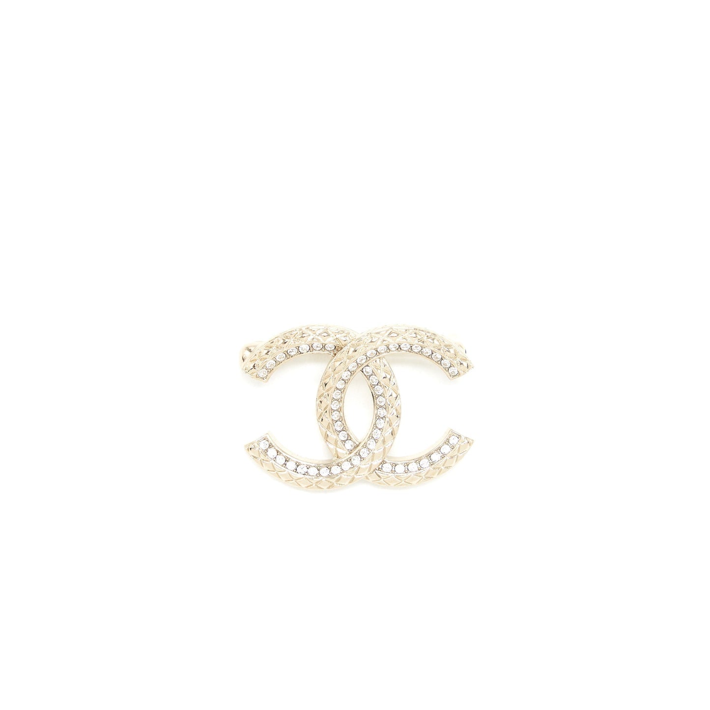 Chanel Small CC Logo Brooch Light Gold Tone