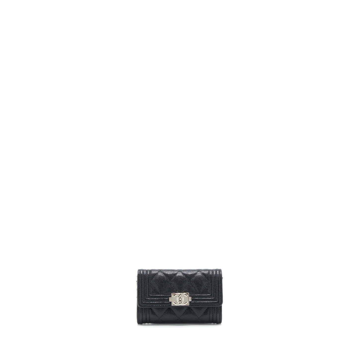Chanel Boy Card Holder Caviar Black SHW
