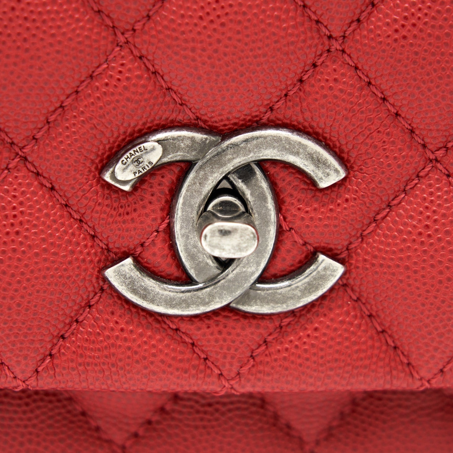 CHANEL COCO HANDLE SMALL FLAP BAG RED CALFSKIN RSHW