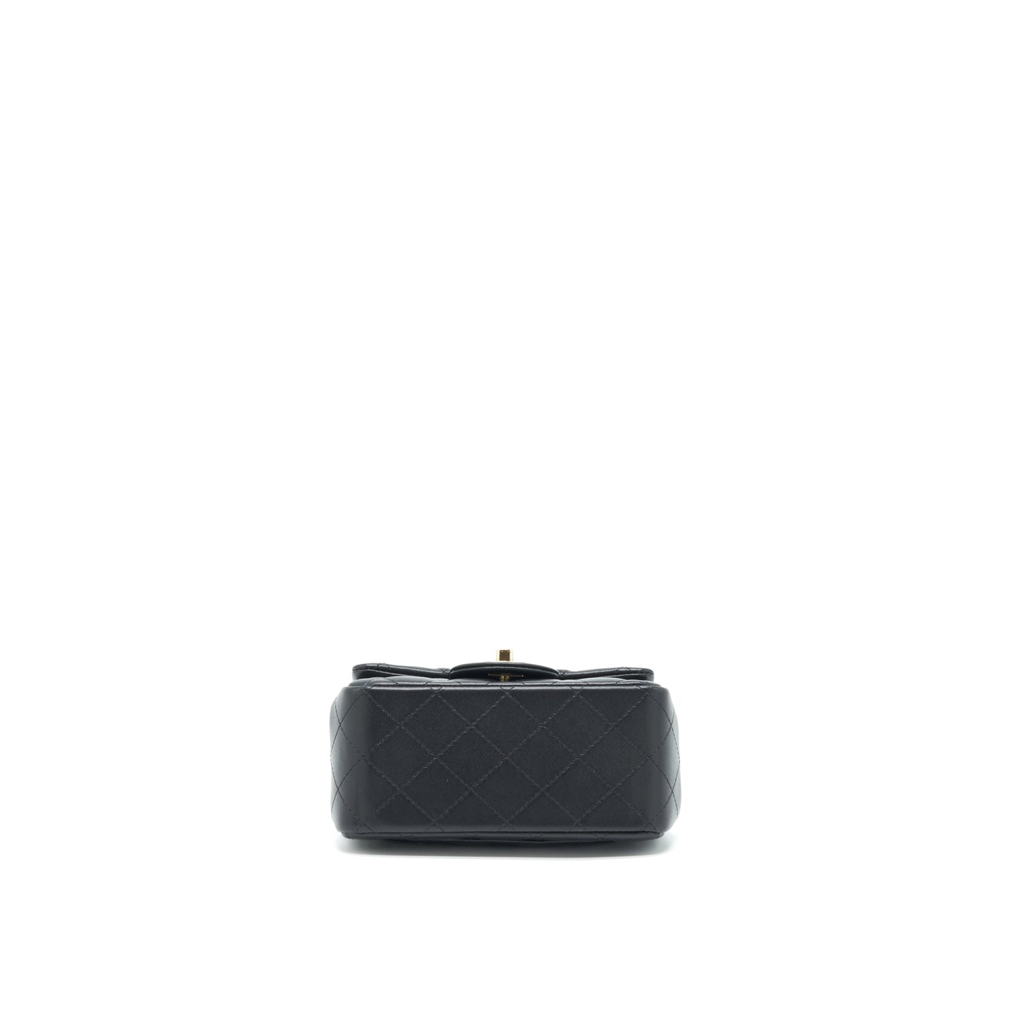 Chanel Mini Square Flap Bag Lambskin Black LGHW(Microchip)