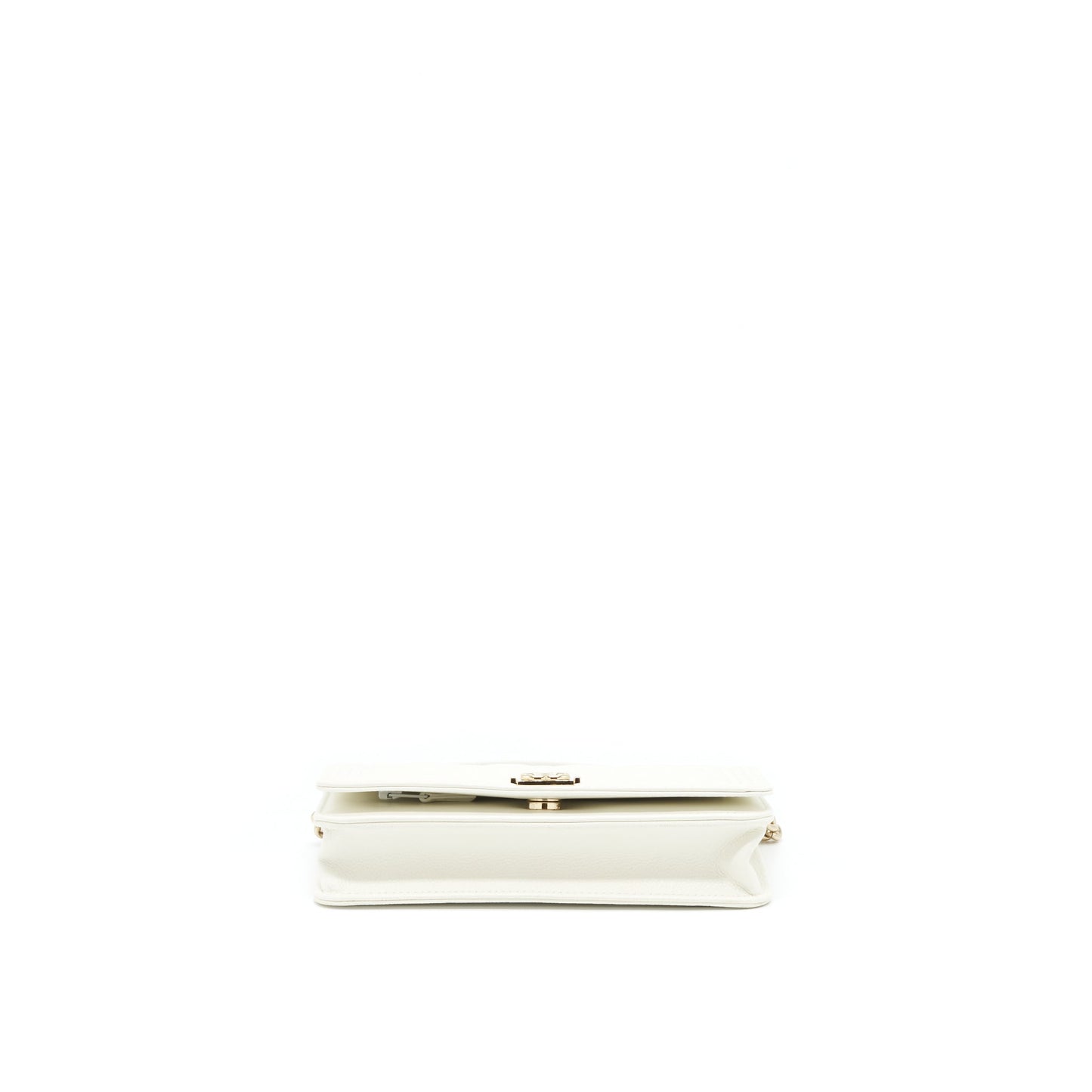 Chanel Boy Wallet On Chain Caviar White LGHW (Microchip)