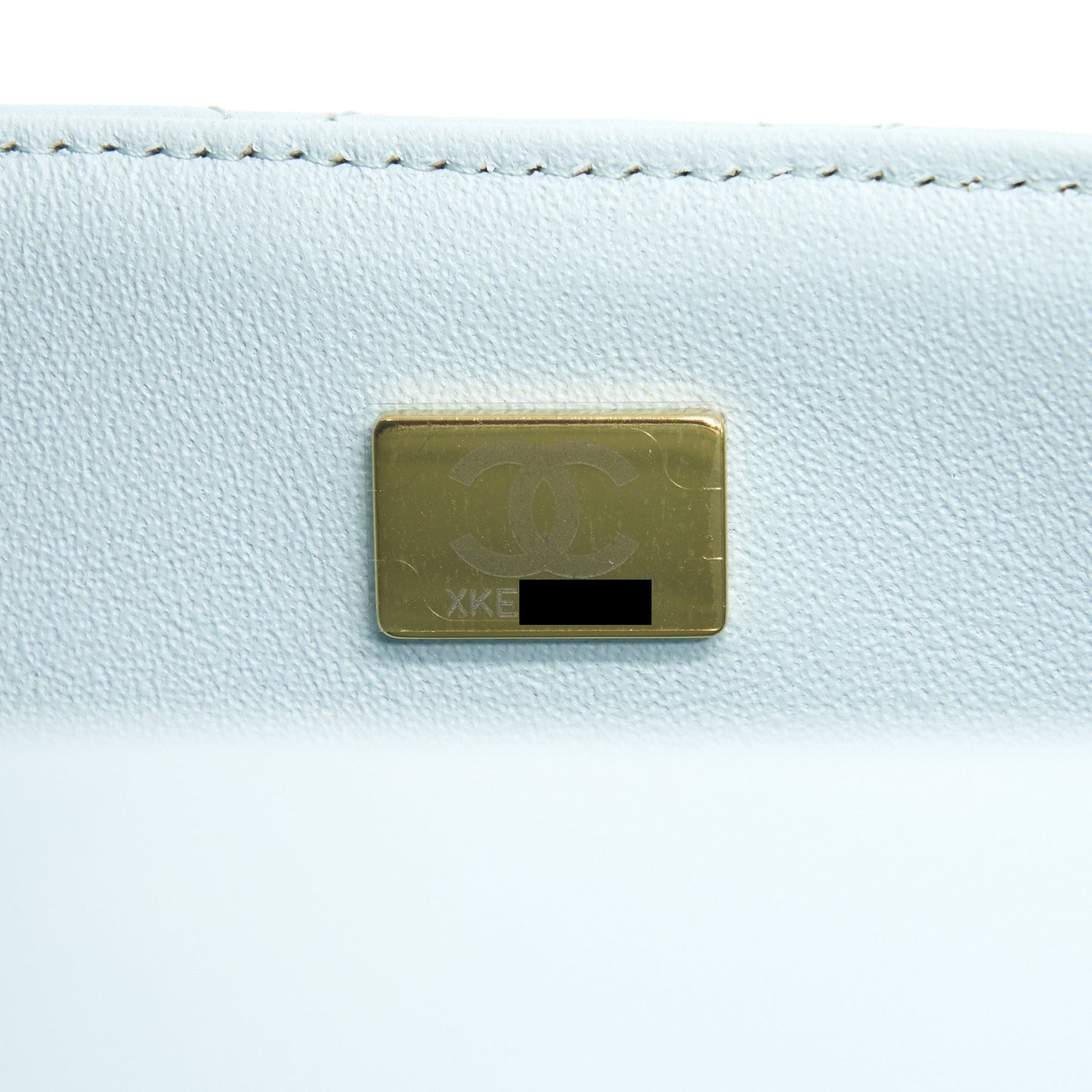 Chanel 21K Mini Top Handle Rectangular Flap Bag Pastel Blue LGHW