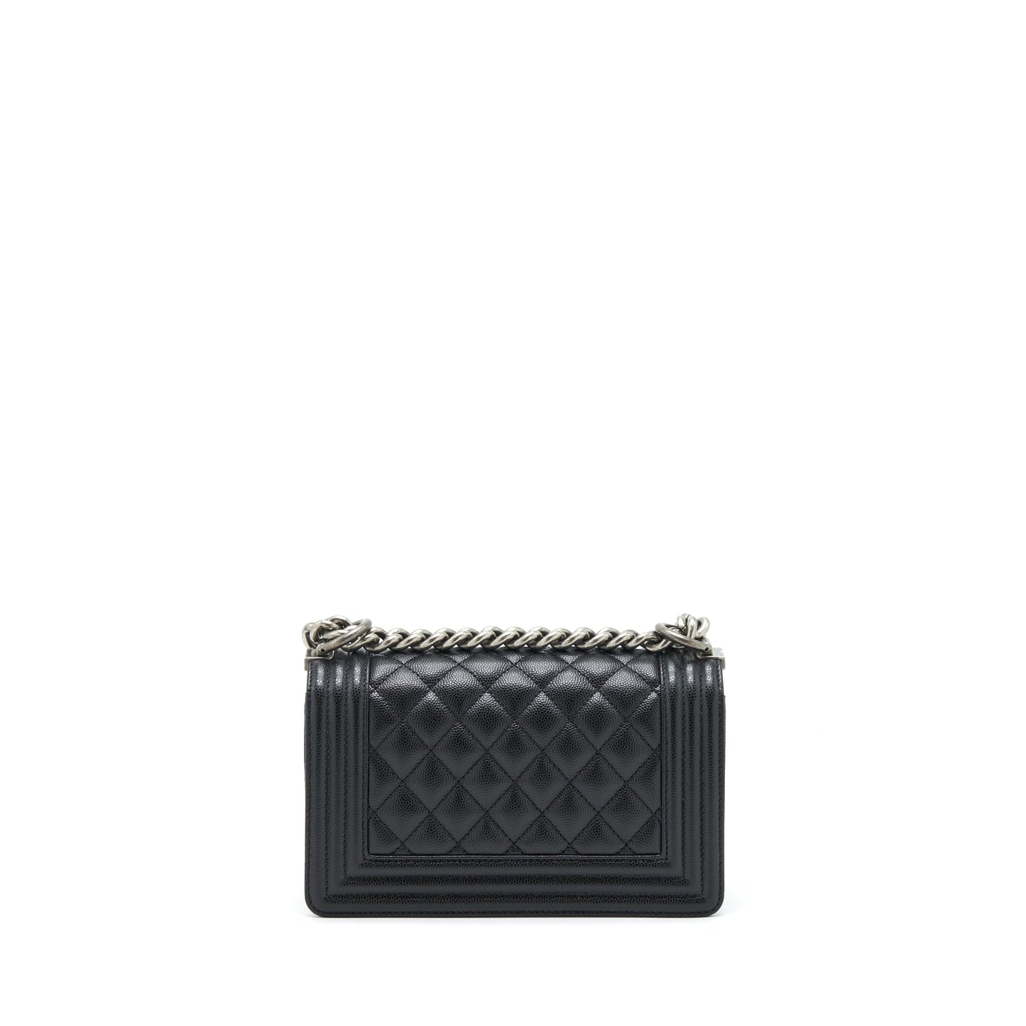 Chanel Small Boy Bag Caviar Black Ruthenium Sliver Hardware (Microchip