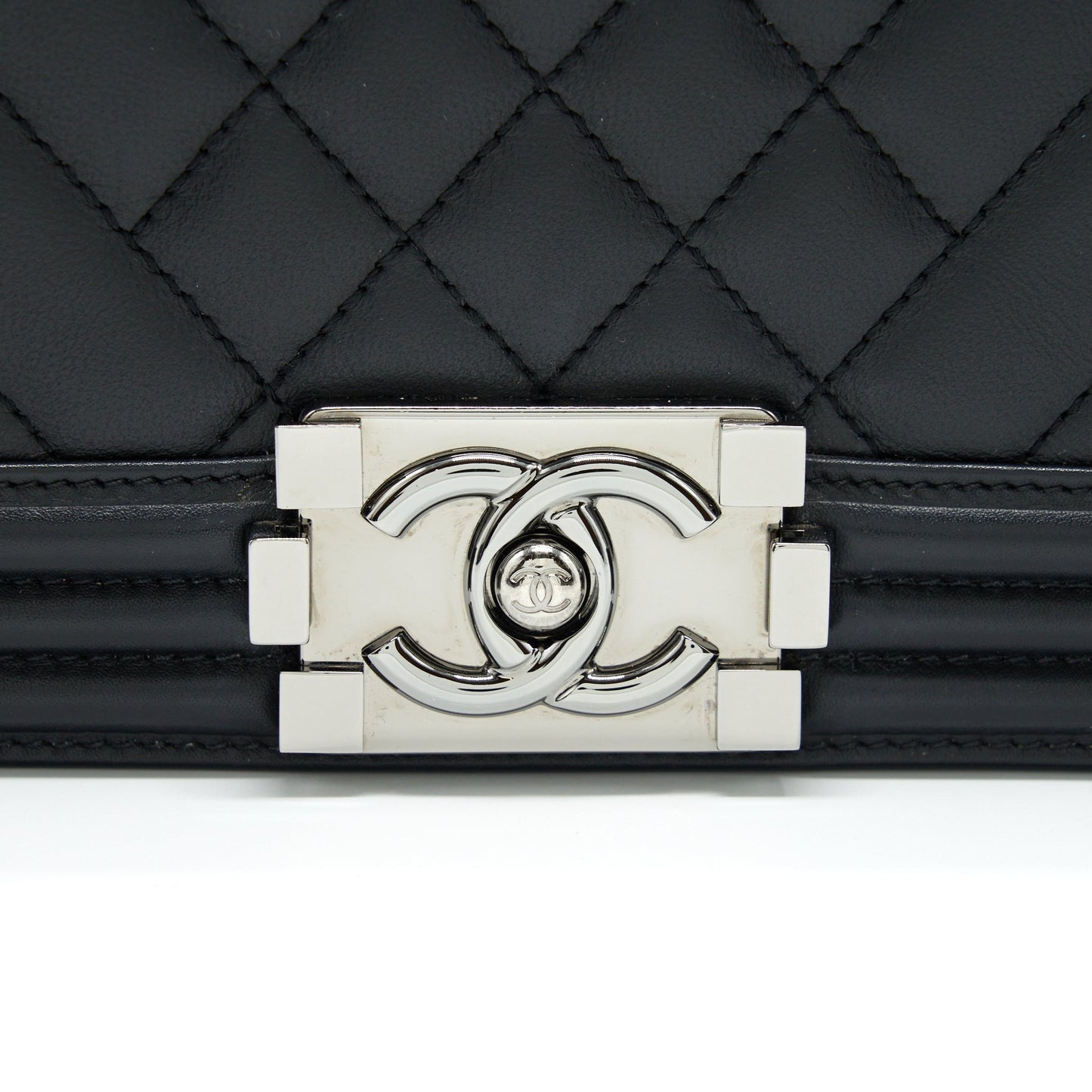 Chanel Medium Boy Bag Quilted And Chevron Calfskin Black SHW