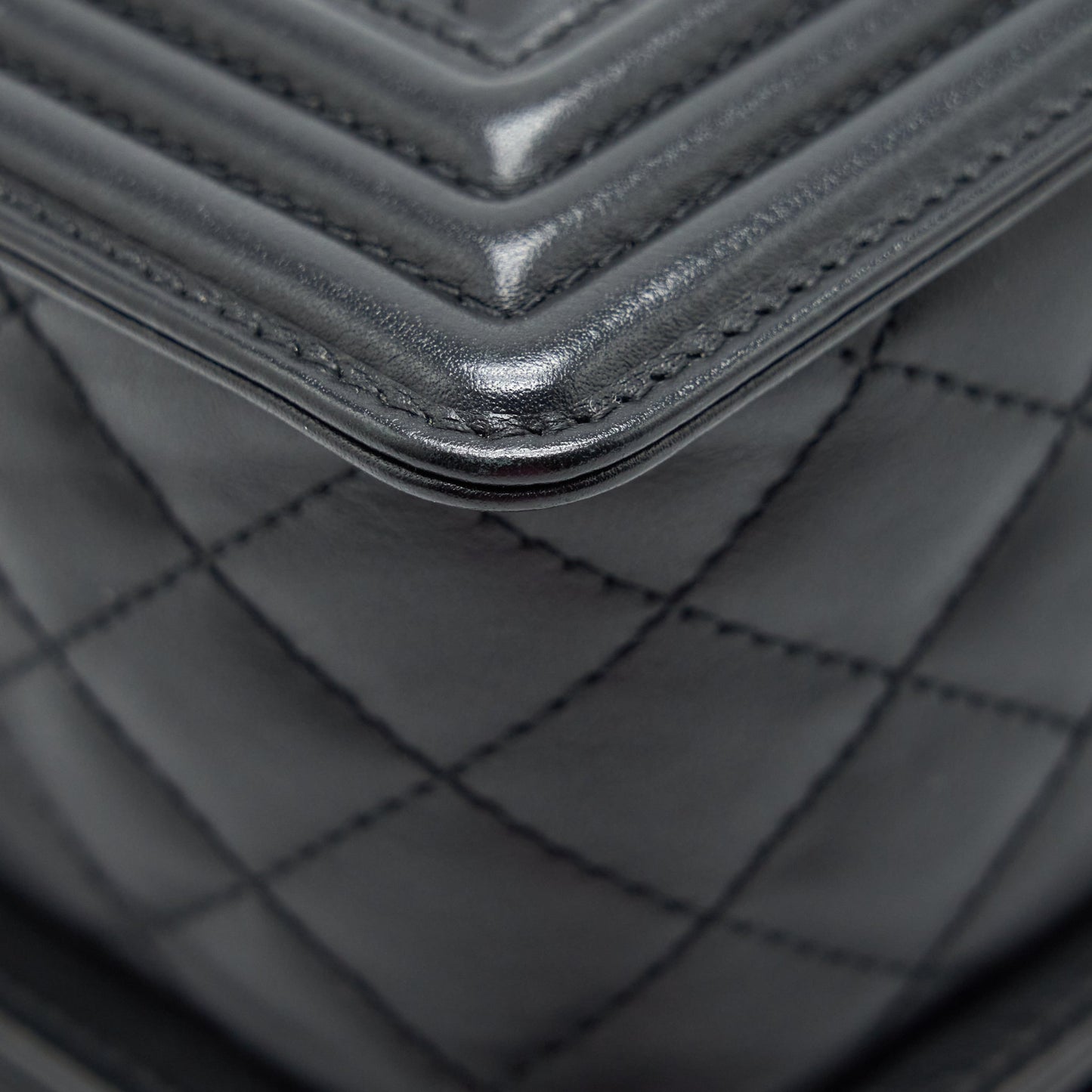 Chanel Medium Boy Bag Quilted And Chevron Calfskin Black SHW
