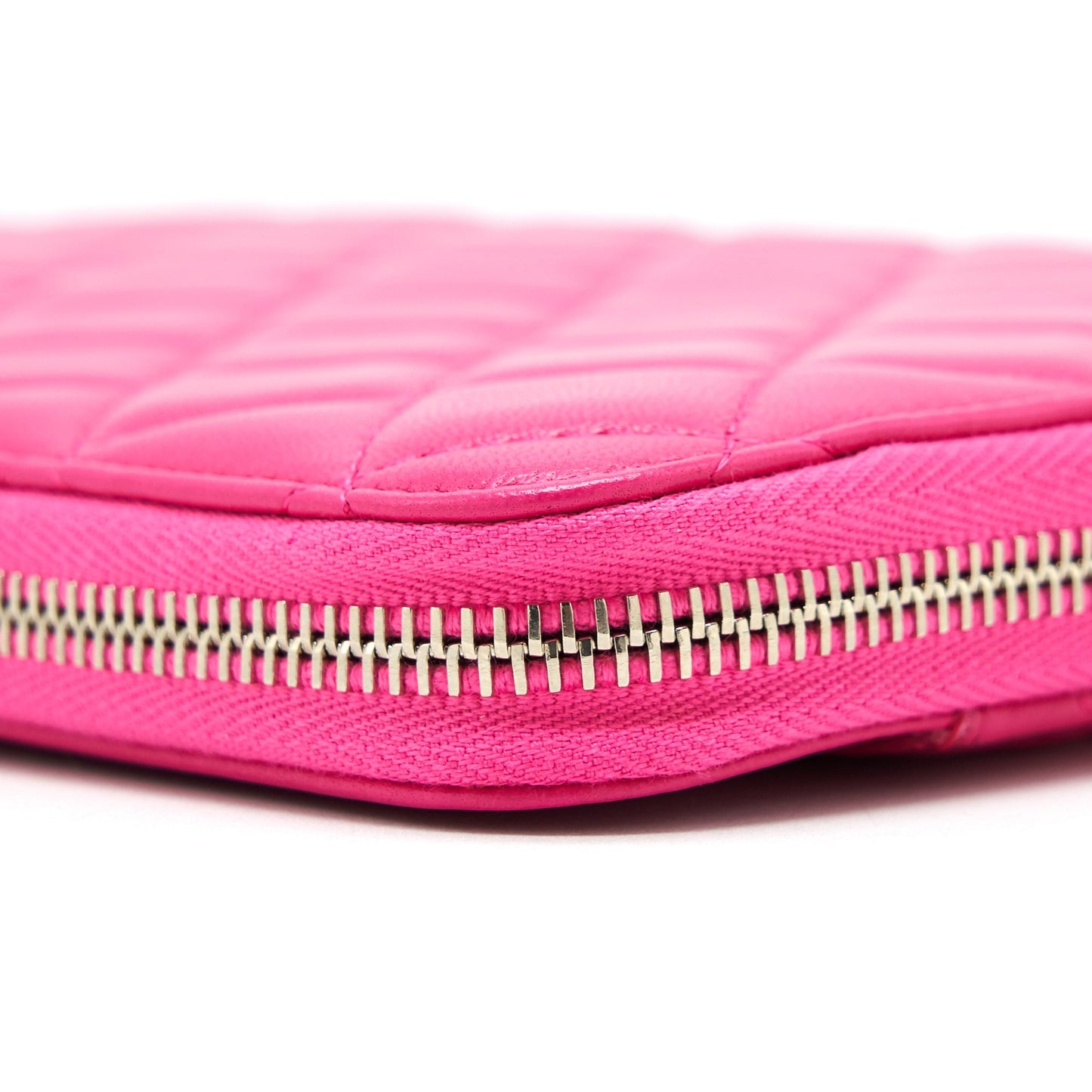 Chanel Quilted Zipper Clutch Lambskin Pink SHW