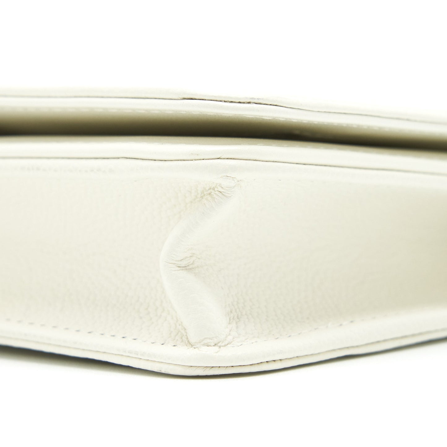Chanel Boy Wallet On Chain Caviar White LGHW (Microchip)
