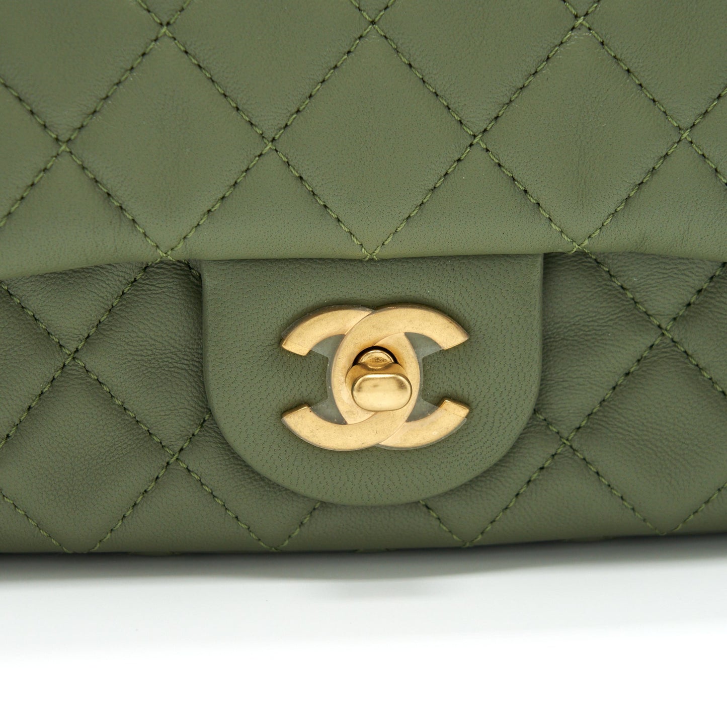 Chanel Pear Crush Mini Rectangular Flap Bag 21B Lambskin Green GHW (Microchip)