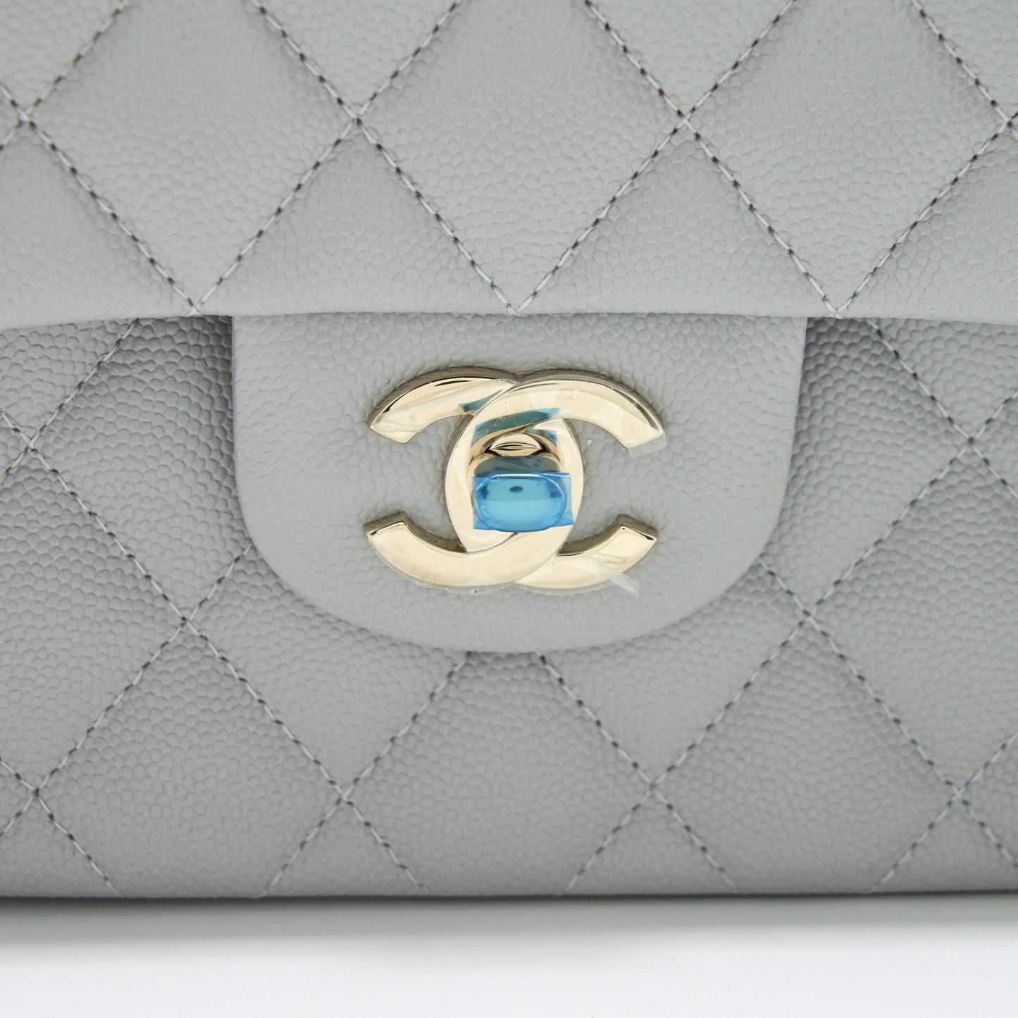 Chanel 21A Small Classic Double Flap Bag Caviar NC634 Light Grey LGHW