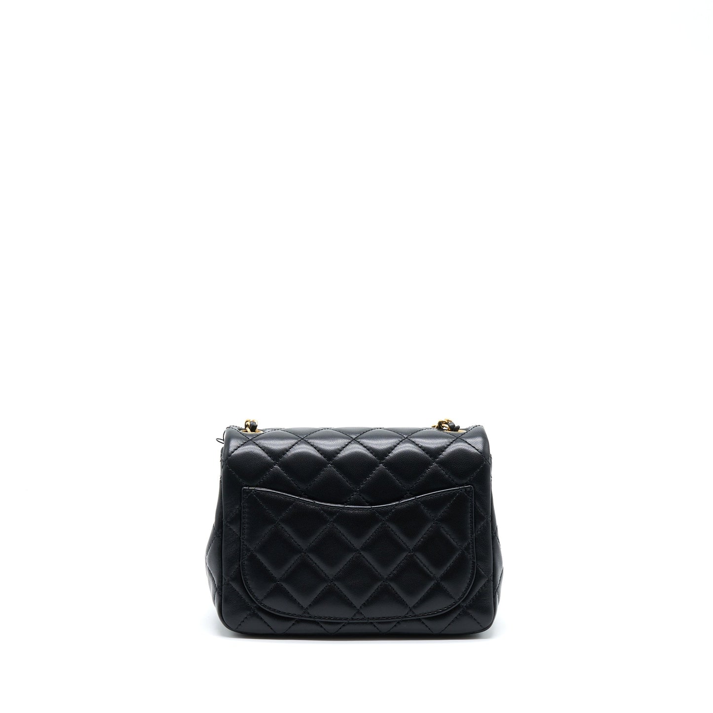 Chanel Pearl Crush Mini Square Flap Bag Lambskin Black GHW (Microchip)
