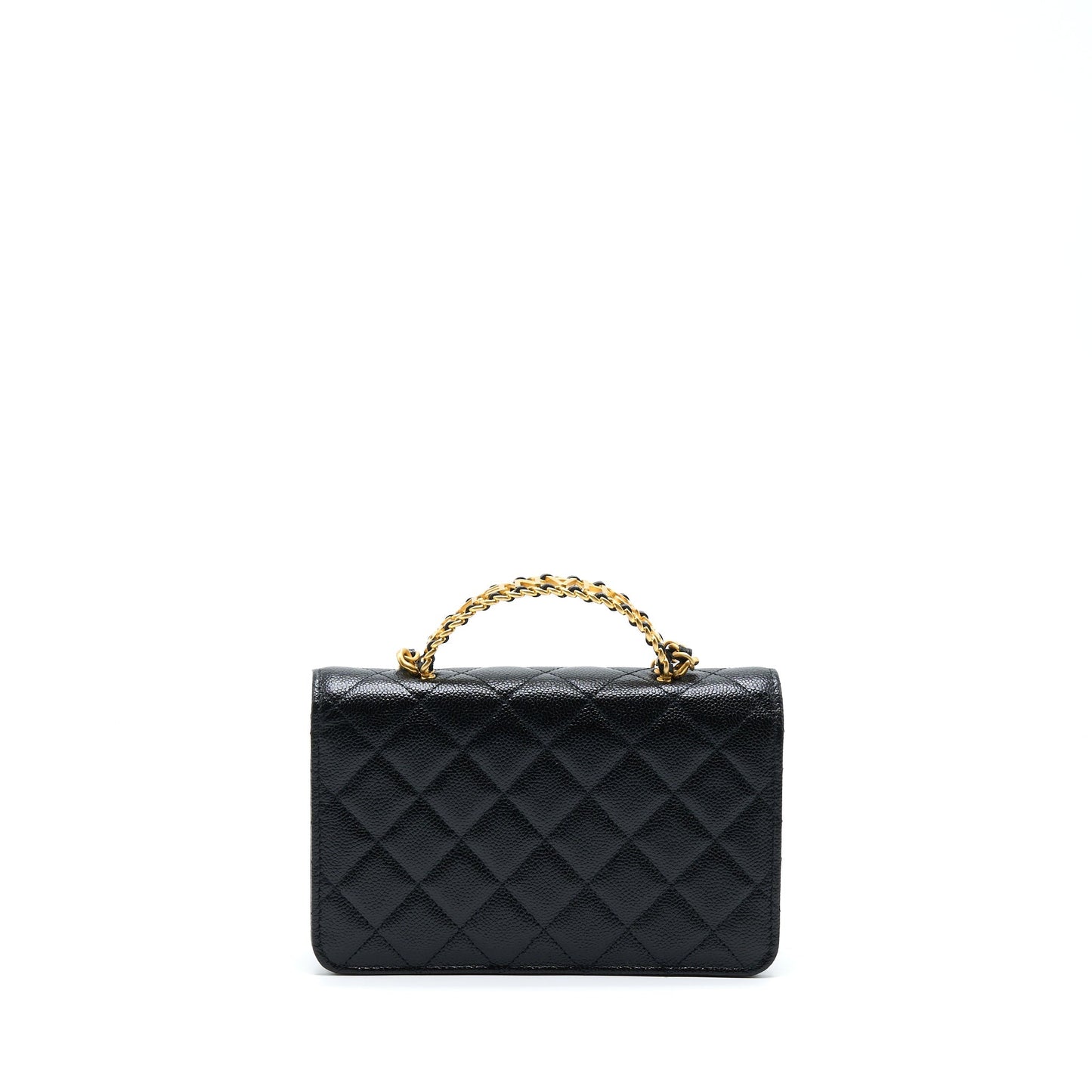 Chanel Letter Top Handle Wallet On Chain Caviar Black GHW (Microchip)