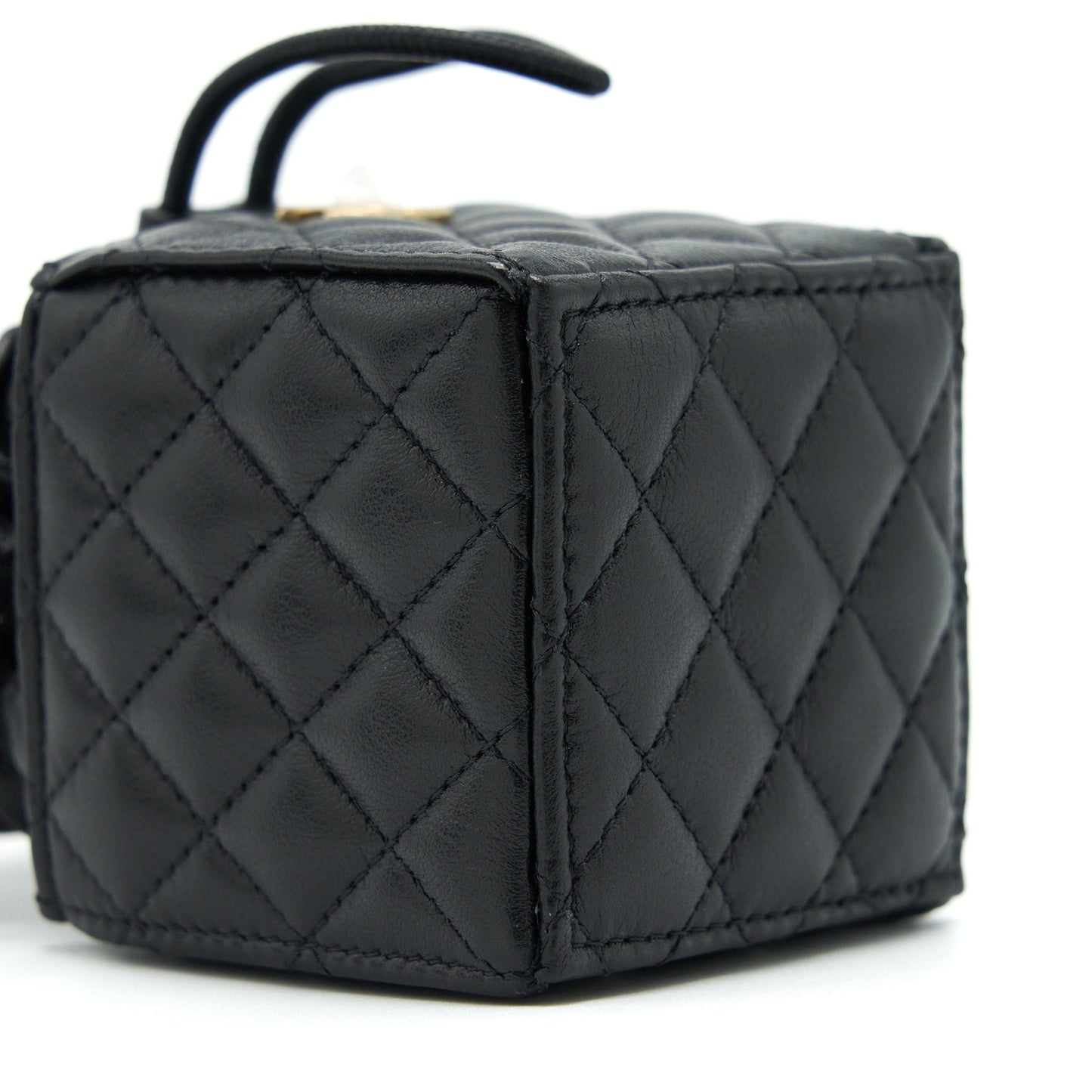 Chanel Mini Vanity Pouch With Chain Lambskin Black GHW