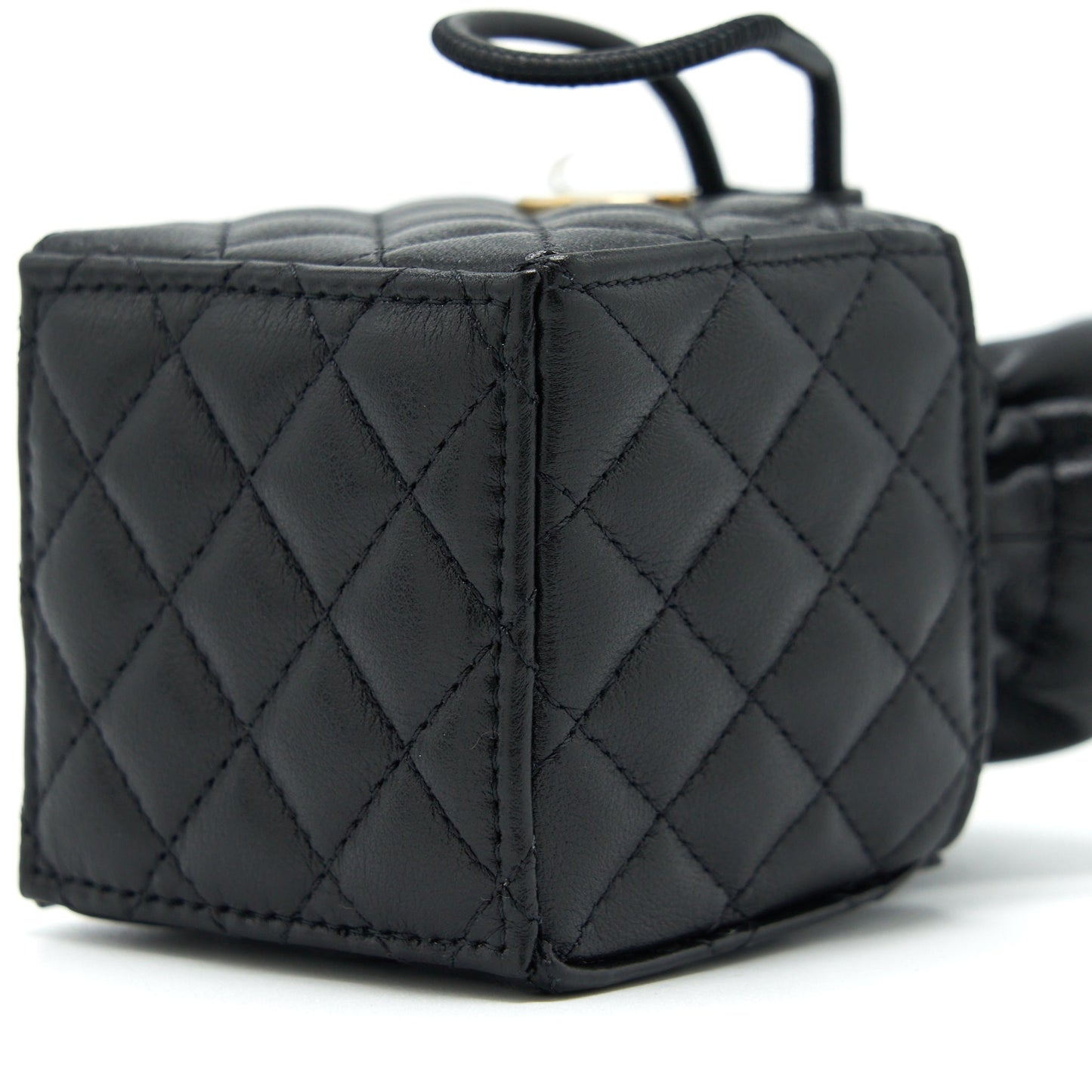 Chanel Mini Vanity Pouch With Chain Lambskin Black GHW