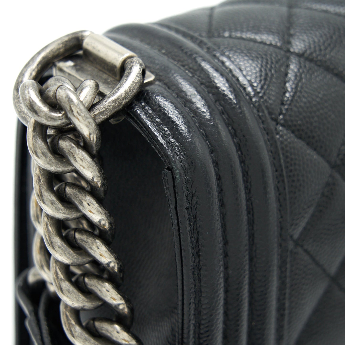 Chanel Small Boy Bag Caviar Black Ruthenium Sliver Hardware